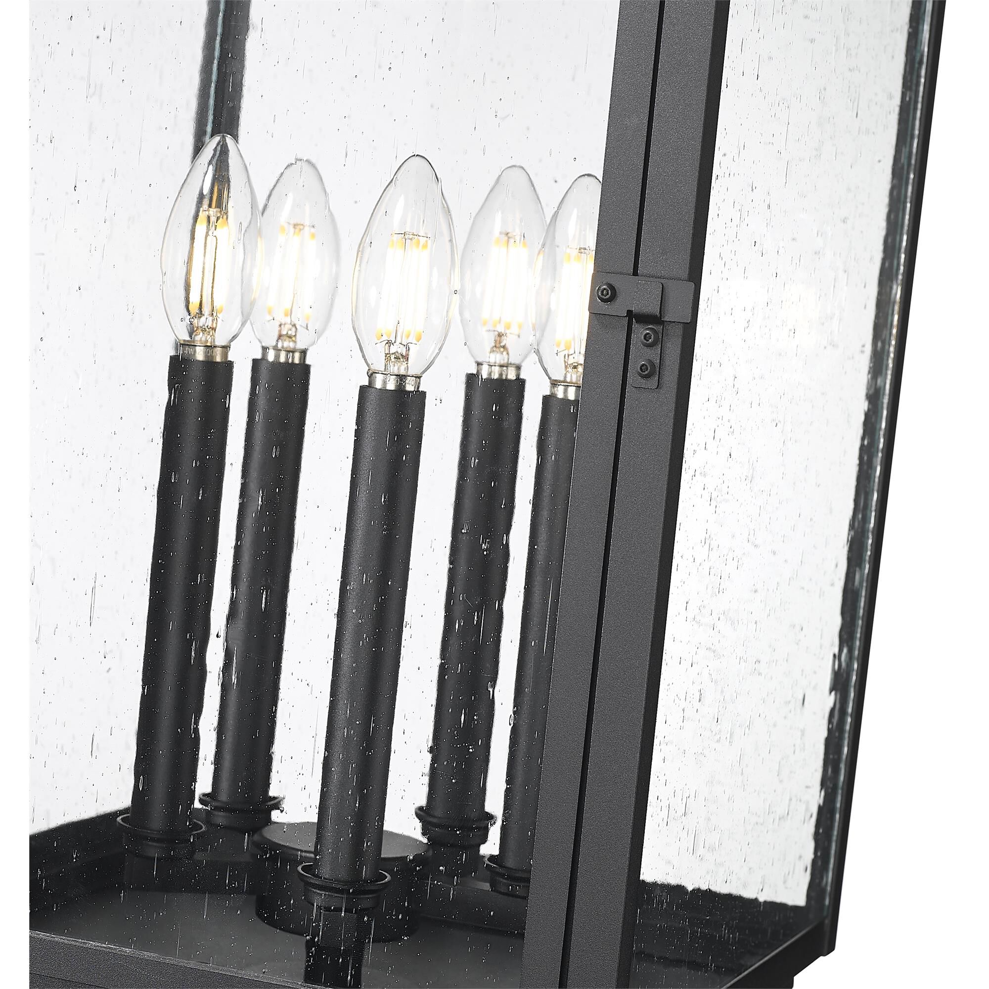 Shown in Sand Black finish and Clear Seedy glass and Clear Seedy shade