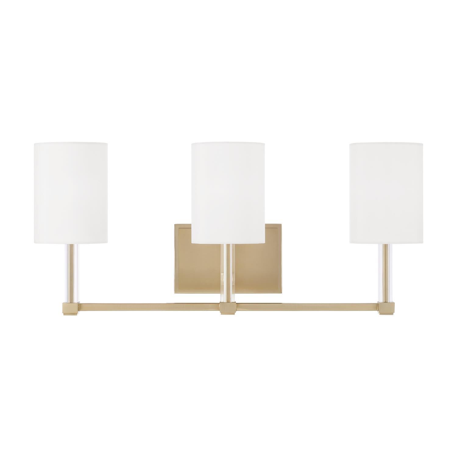 Shown in Matte Brass finish and White Fabric shade