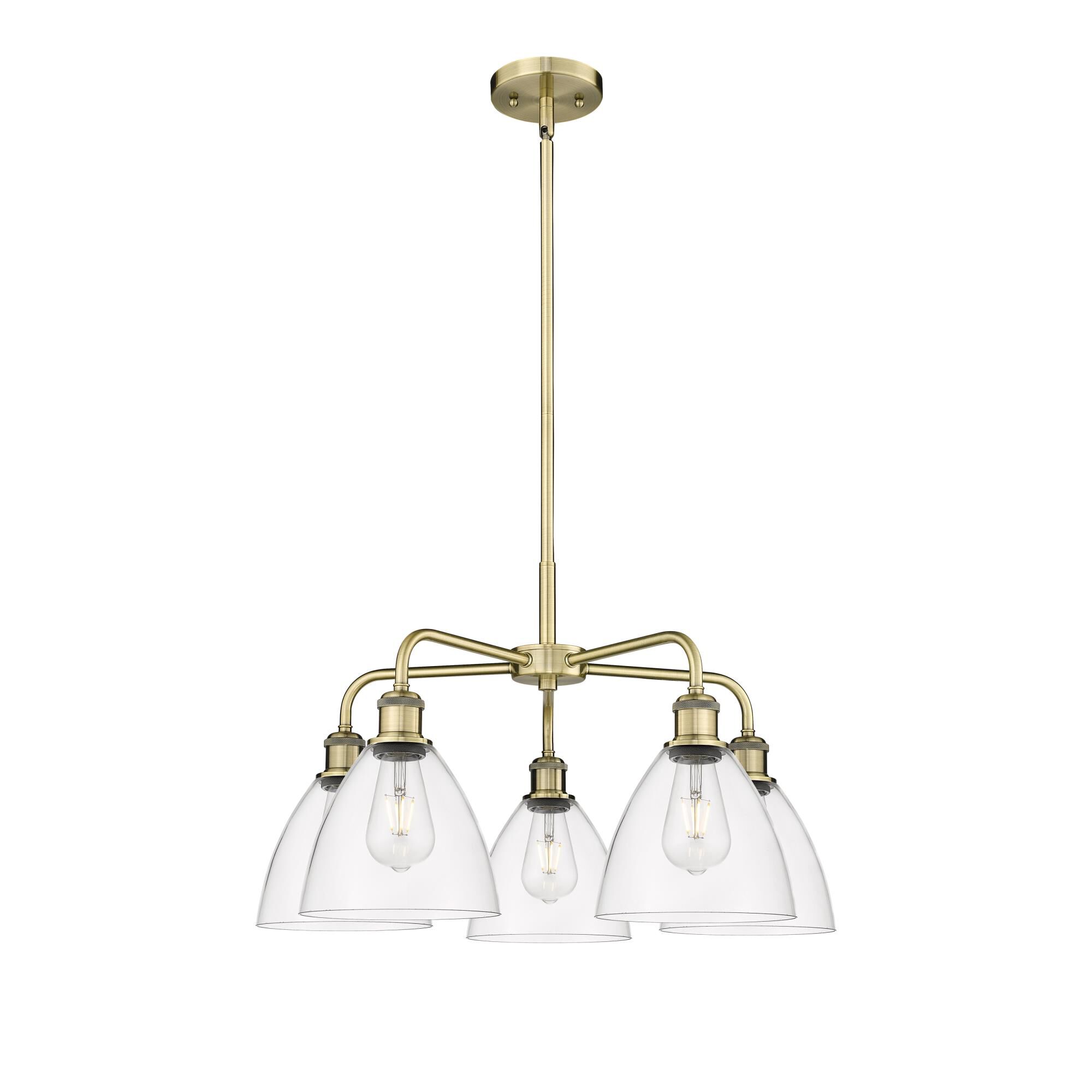 Shown in Antique Brass finish and Clear glass