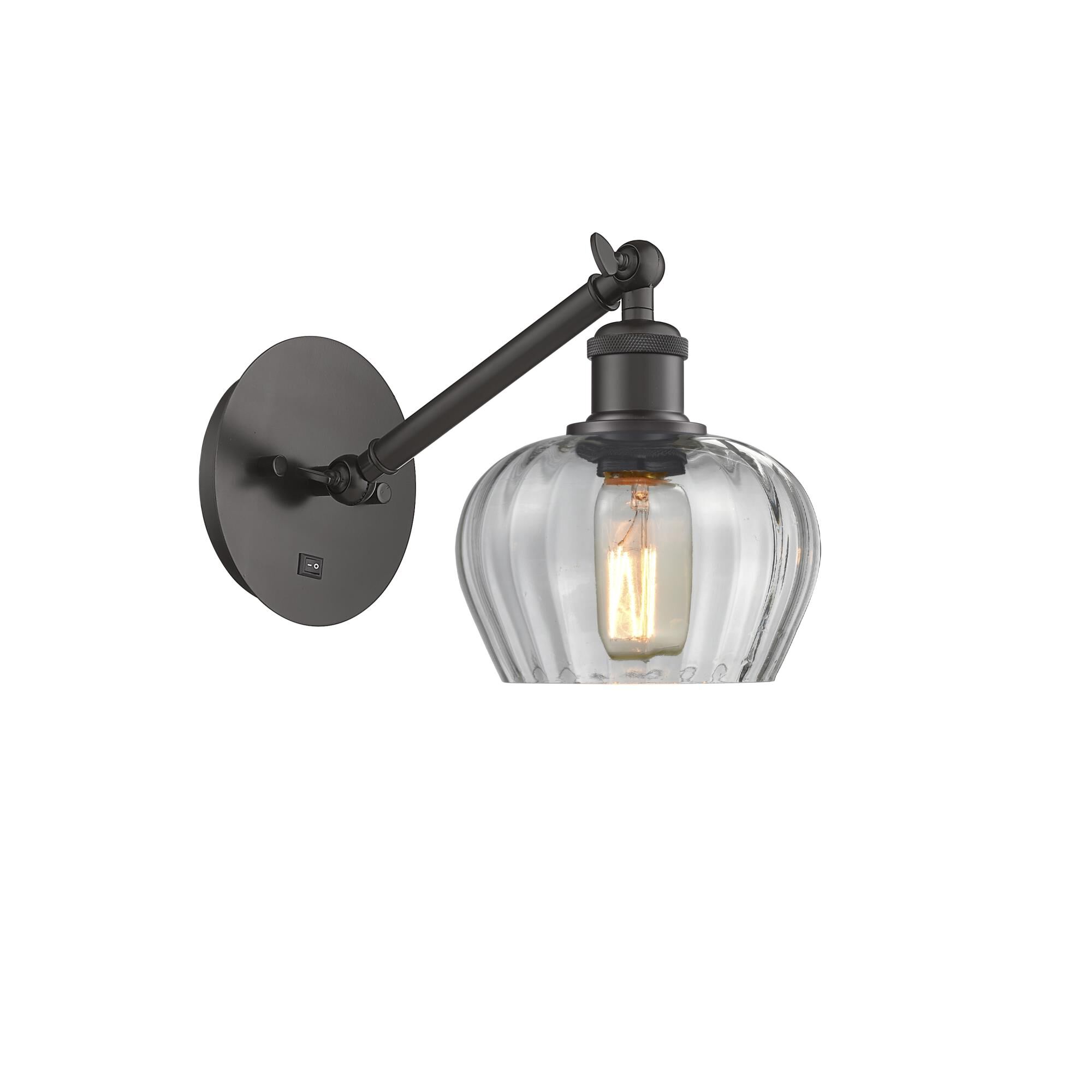 Shown in Oil Rubbed Bronze finish and Clear Fenton glass