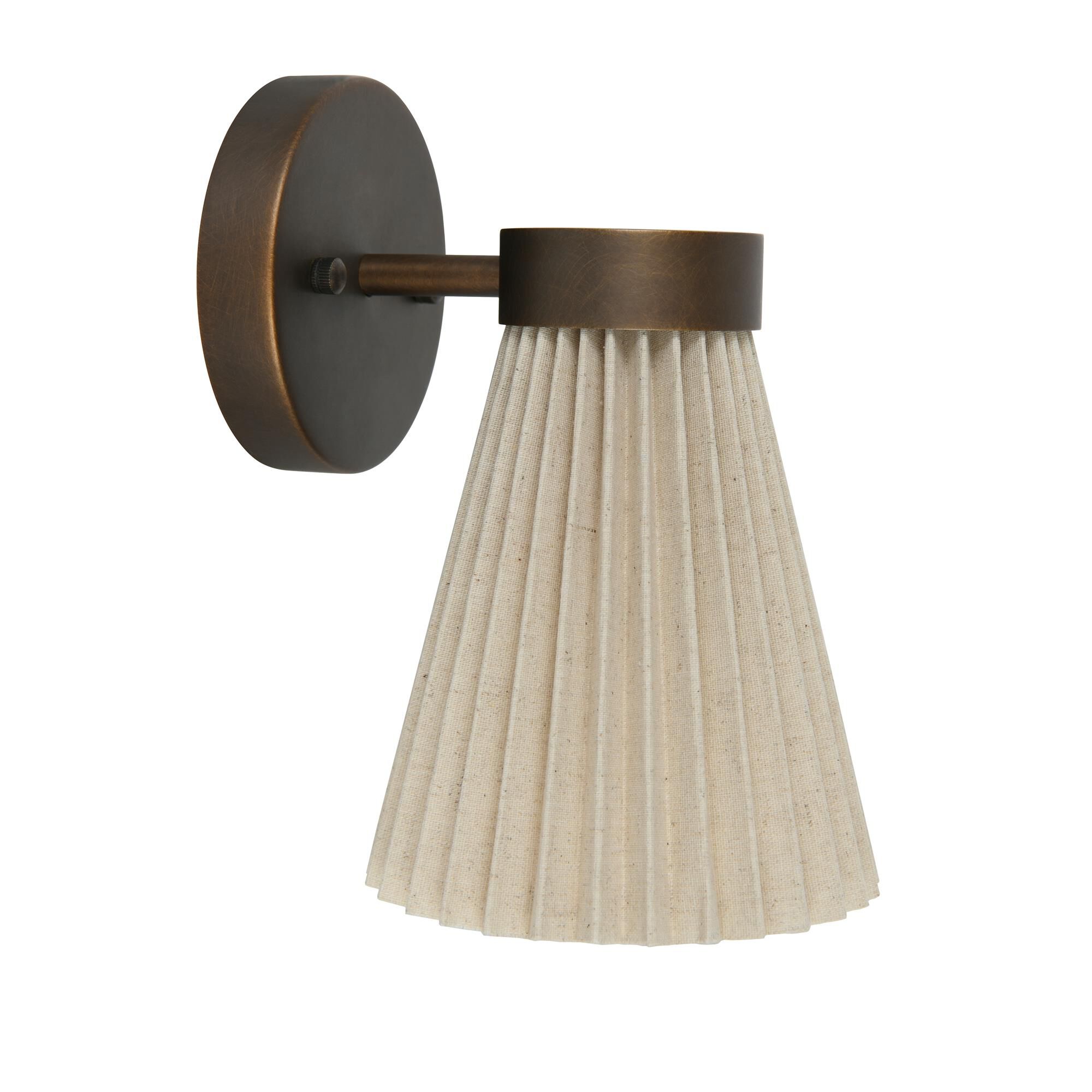 Shown in Bronze and Natural finish and Natural Linen shade