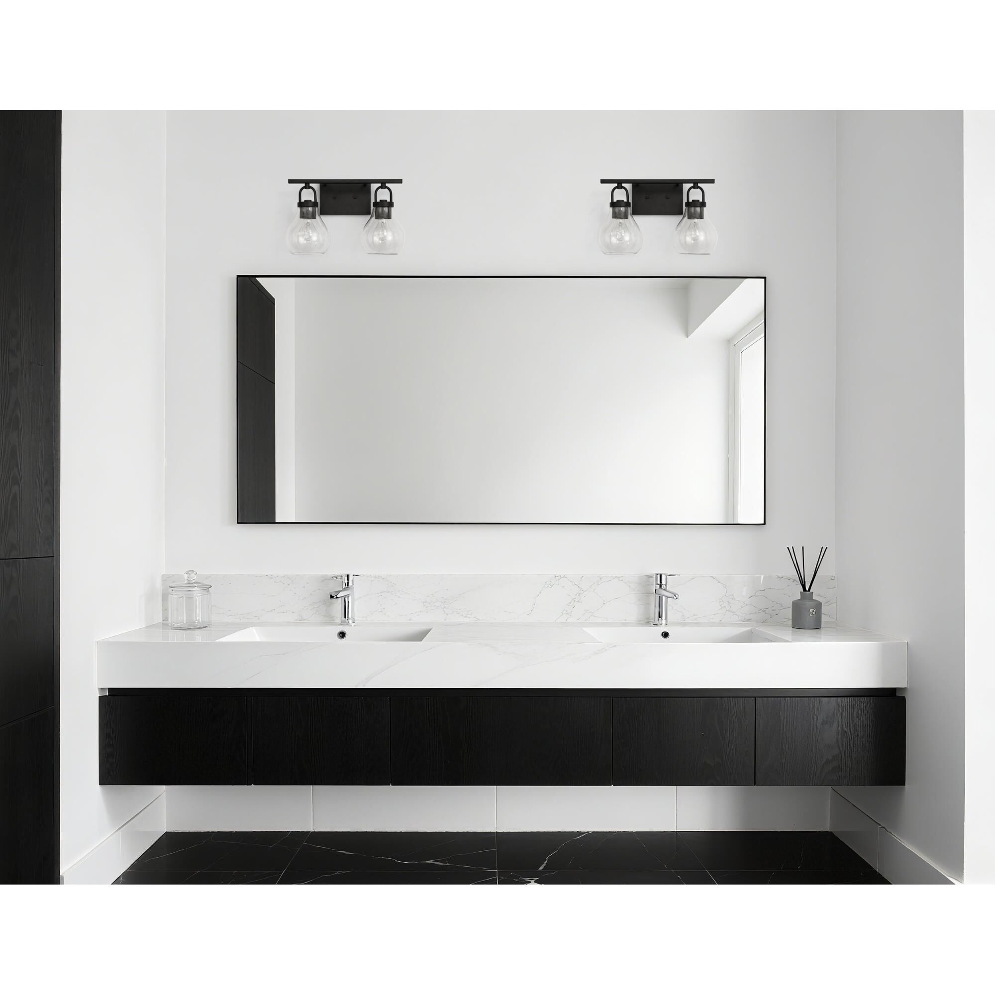 Shown in Matte Black finish and Clear glass