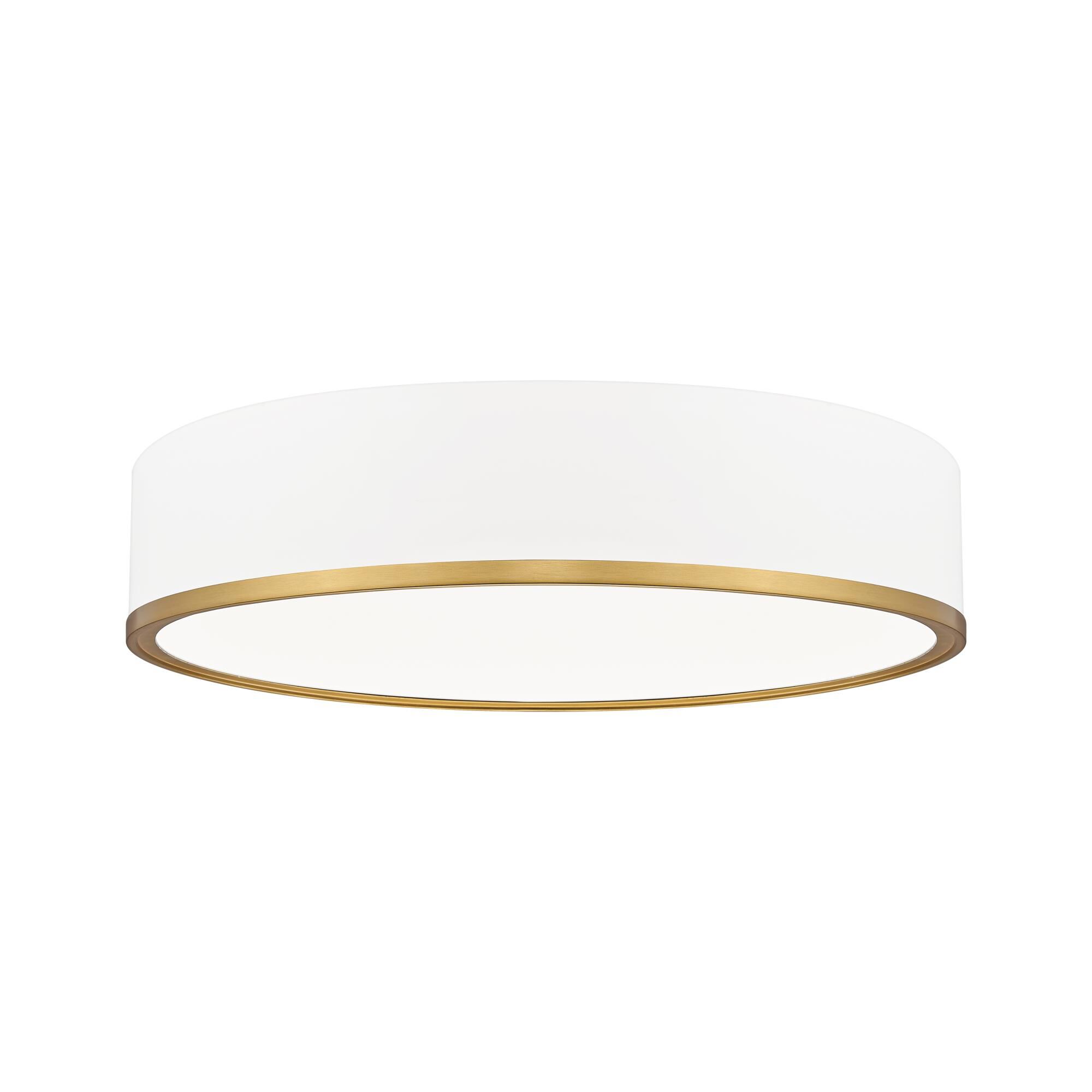 Shown in Matte White + Modern Gold finish and Frosted glass and Frosted shade