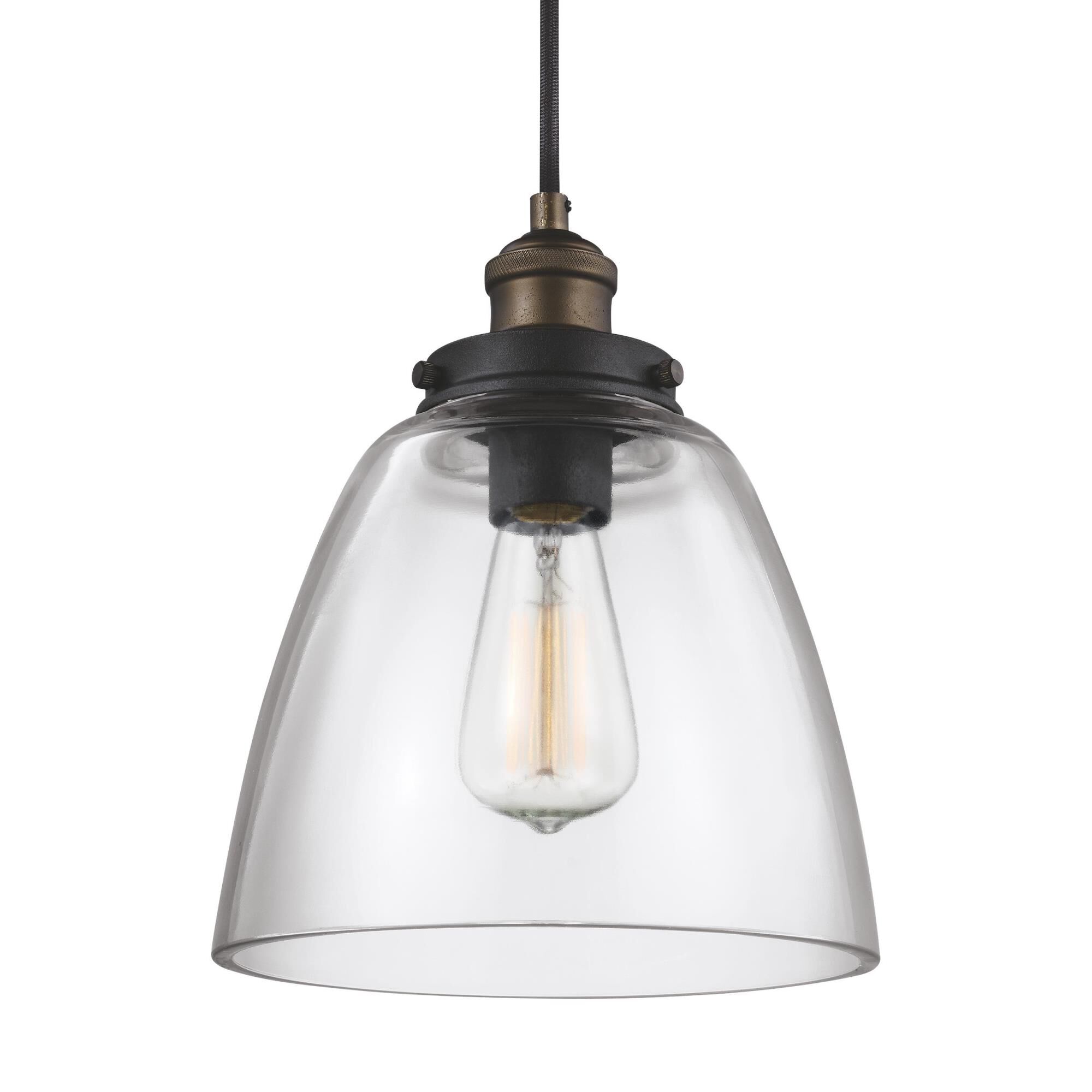 Shown in Painted Aged Brass - Dark Weathered Zinc finish and Clear glass