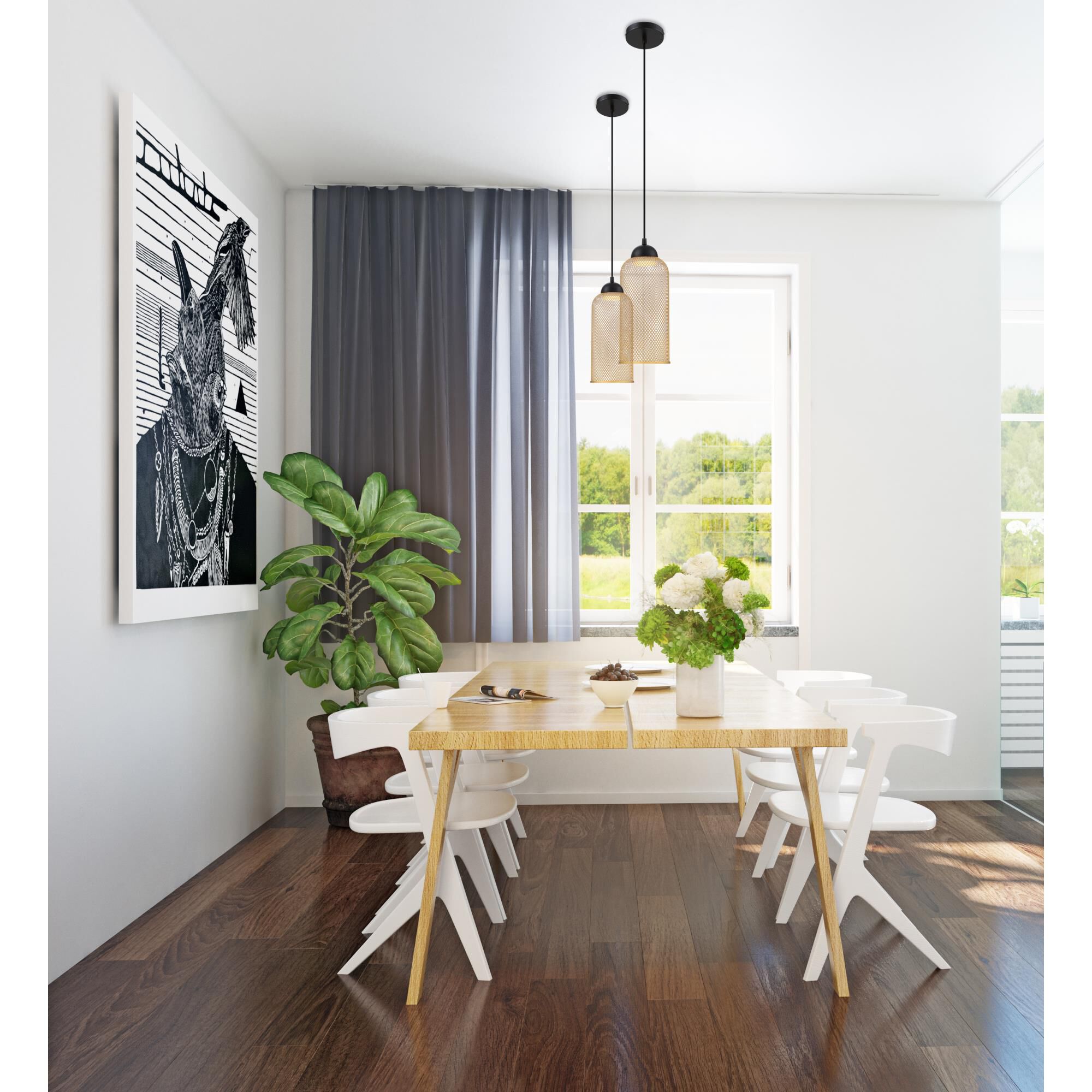 Shown in Black finish and Gold shade