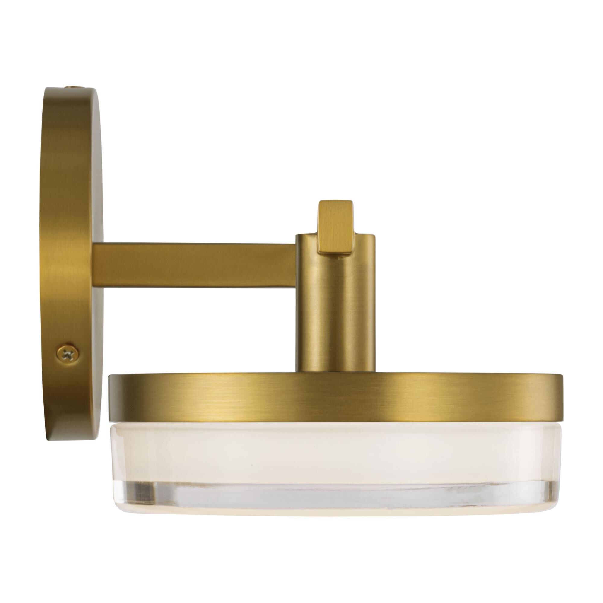 Shown in Burnished Brass finish and Silk Screen White Inside Clear Outside glass