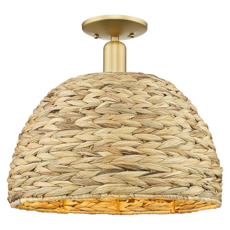 Bruno Marashlian Woven Rattan 16 Inch Semi Flush Mount by Innovations Lighting