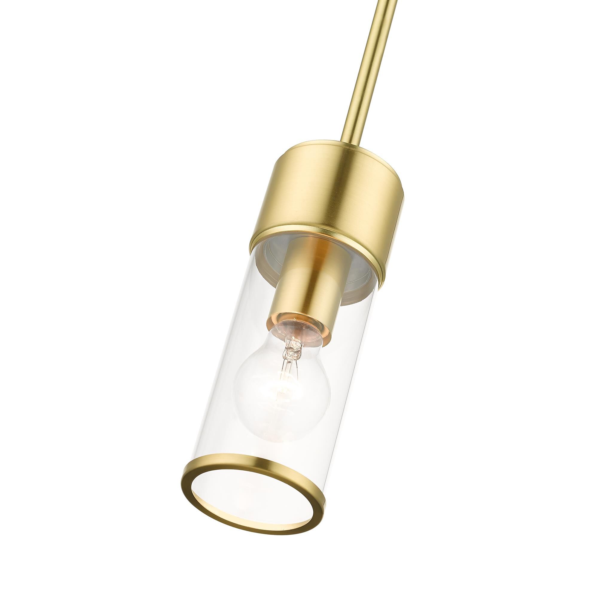 Shown in Satin Brass finish and Clear  glass