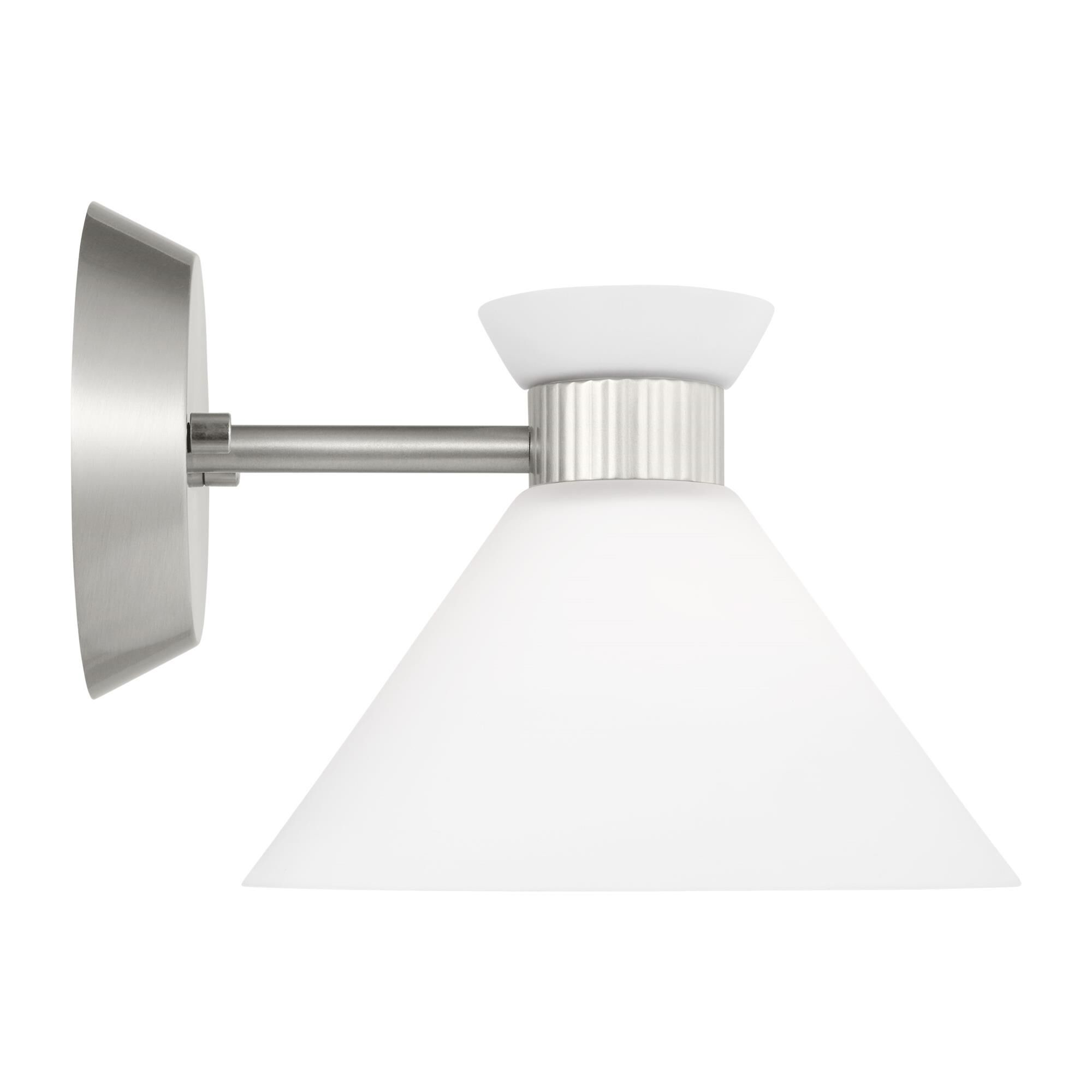 Shown in Brushed Steel finish and Etched White glass