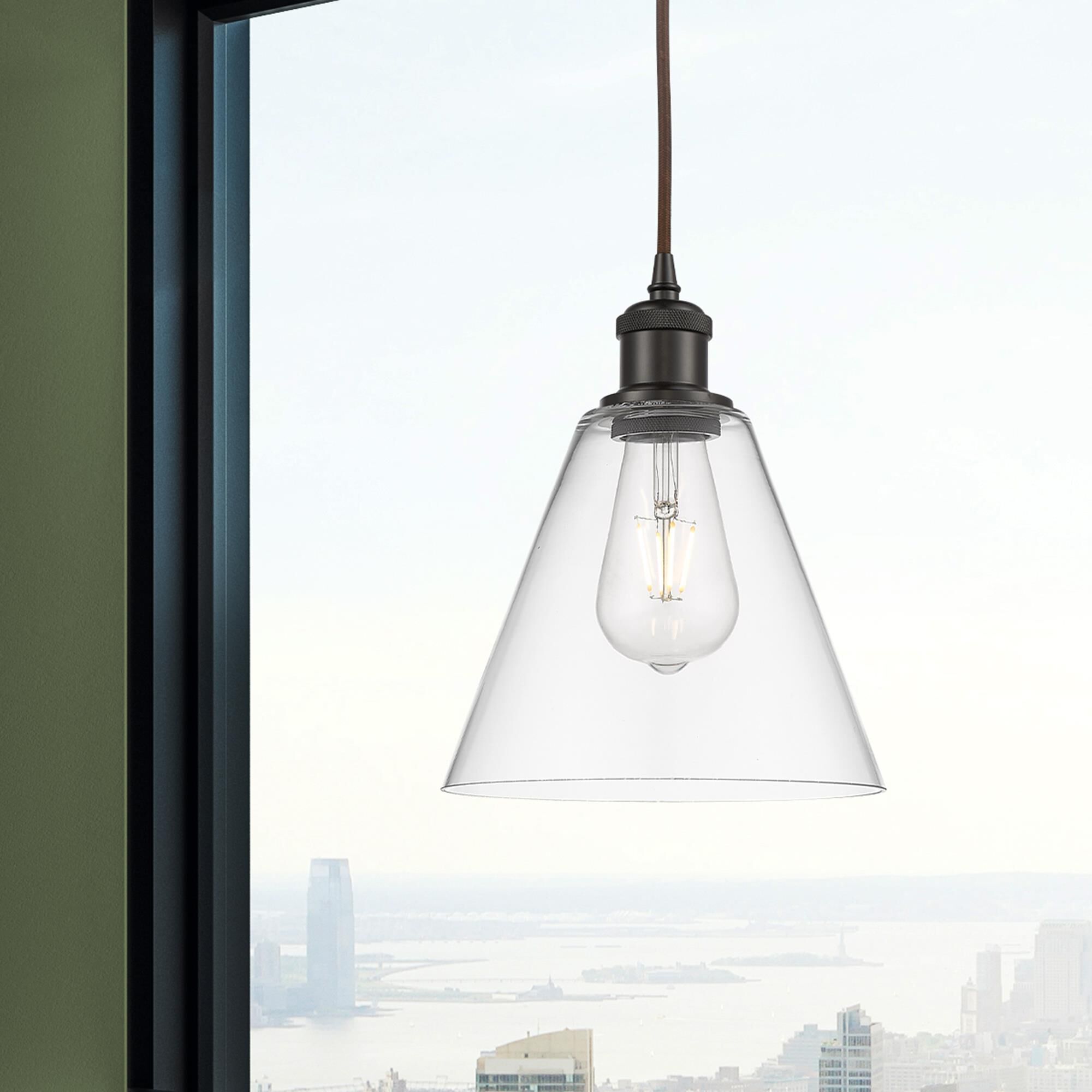 Shown in Oil Rubbed Bronze finish and Cased Matte White glass