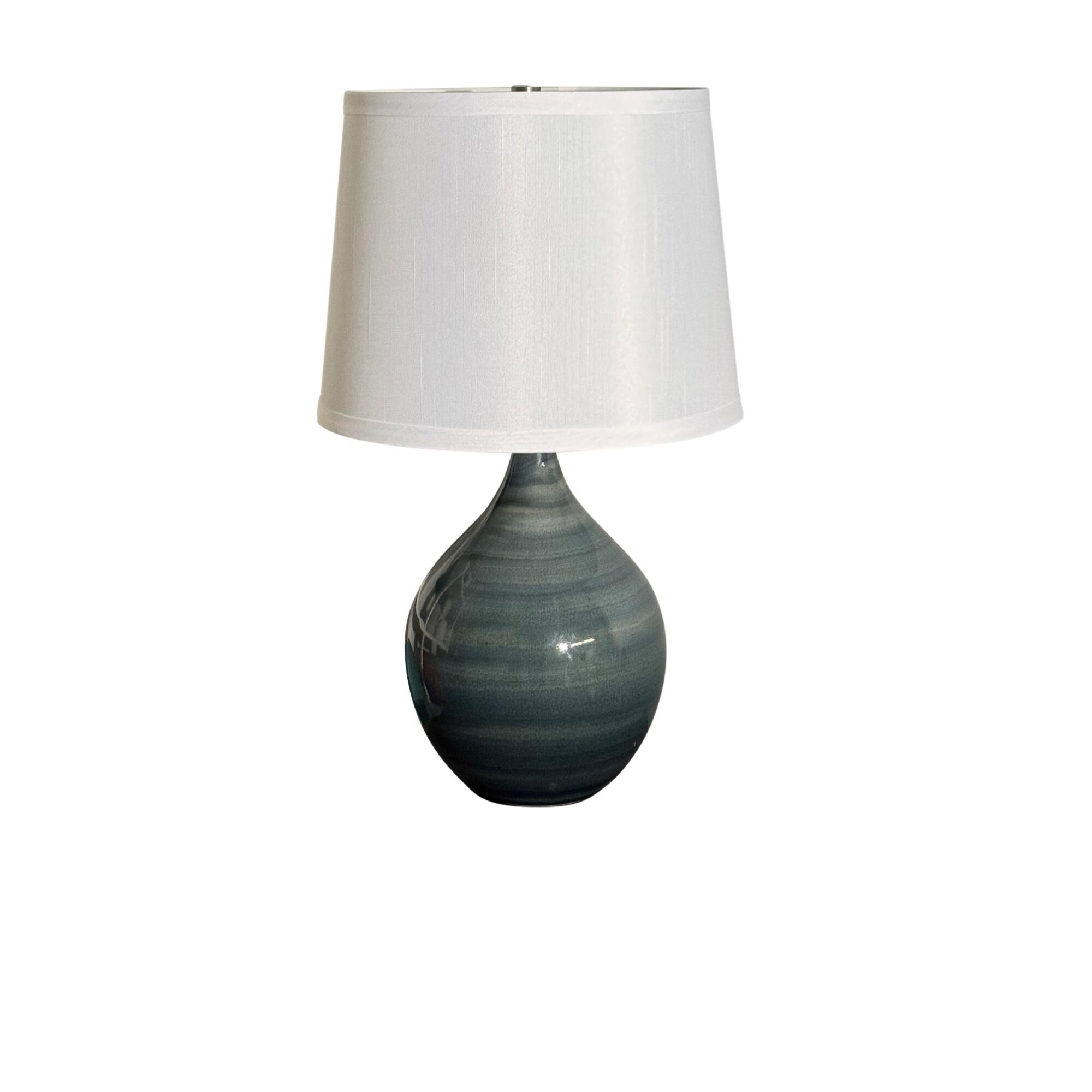 Shown in Slate finish and White Linen Hardback shade