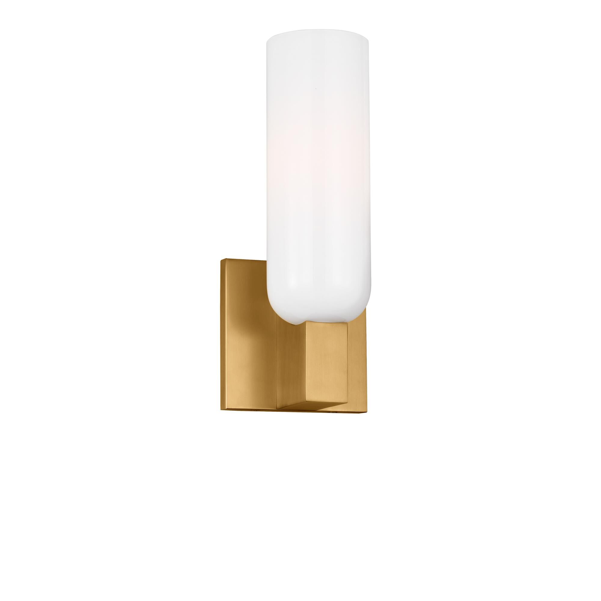 Shown in Burnished Brass finish and Milk glass
