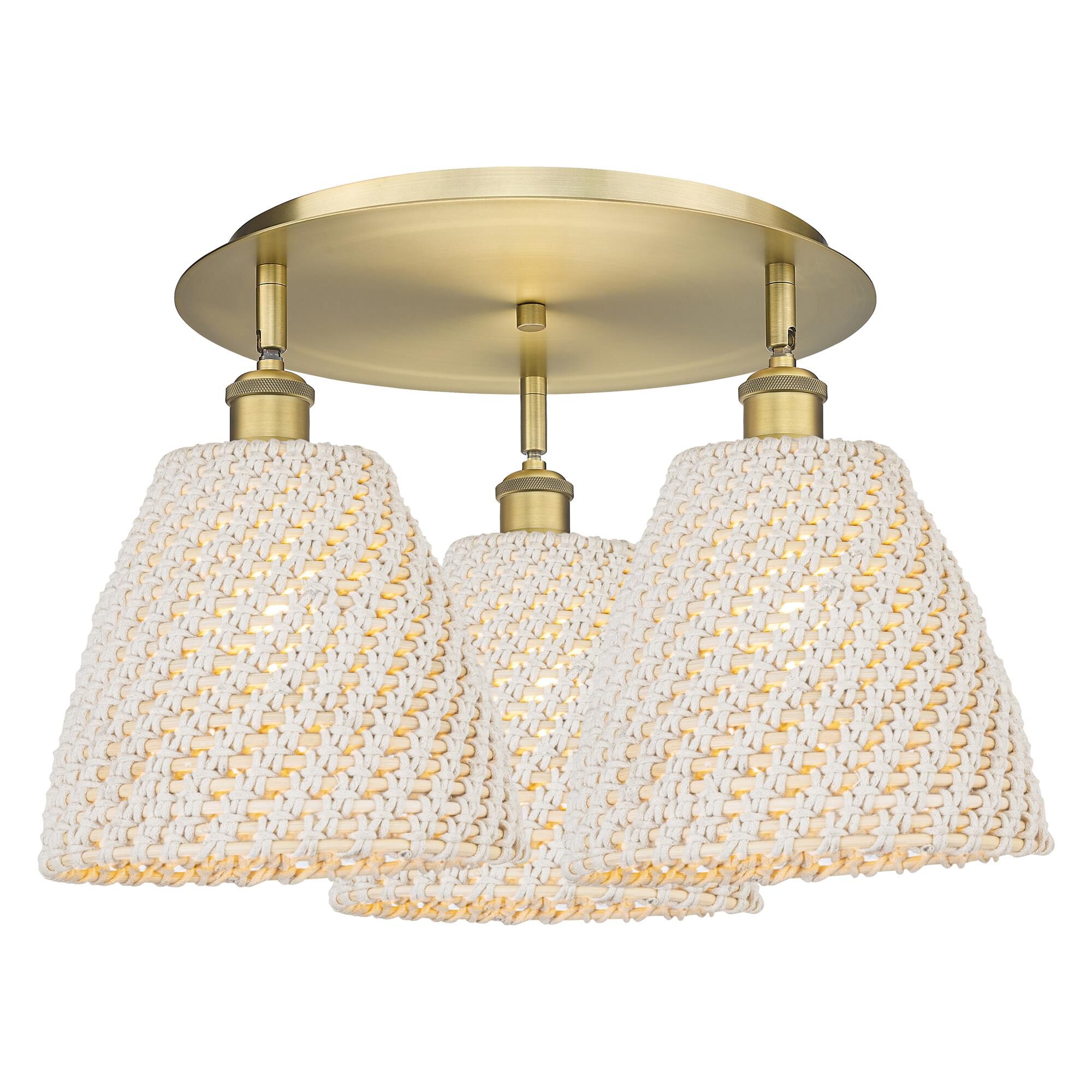 Shown in Brushed Brass finish and Natural shade
