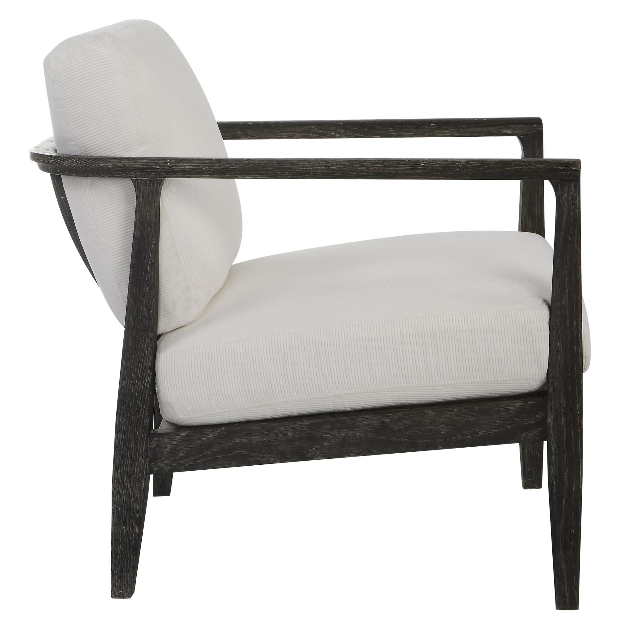 Shown in This Refreshing Take On A Modern Accent Chair Features A Curved Open Back Design In Solid Oak Wood.  finish