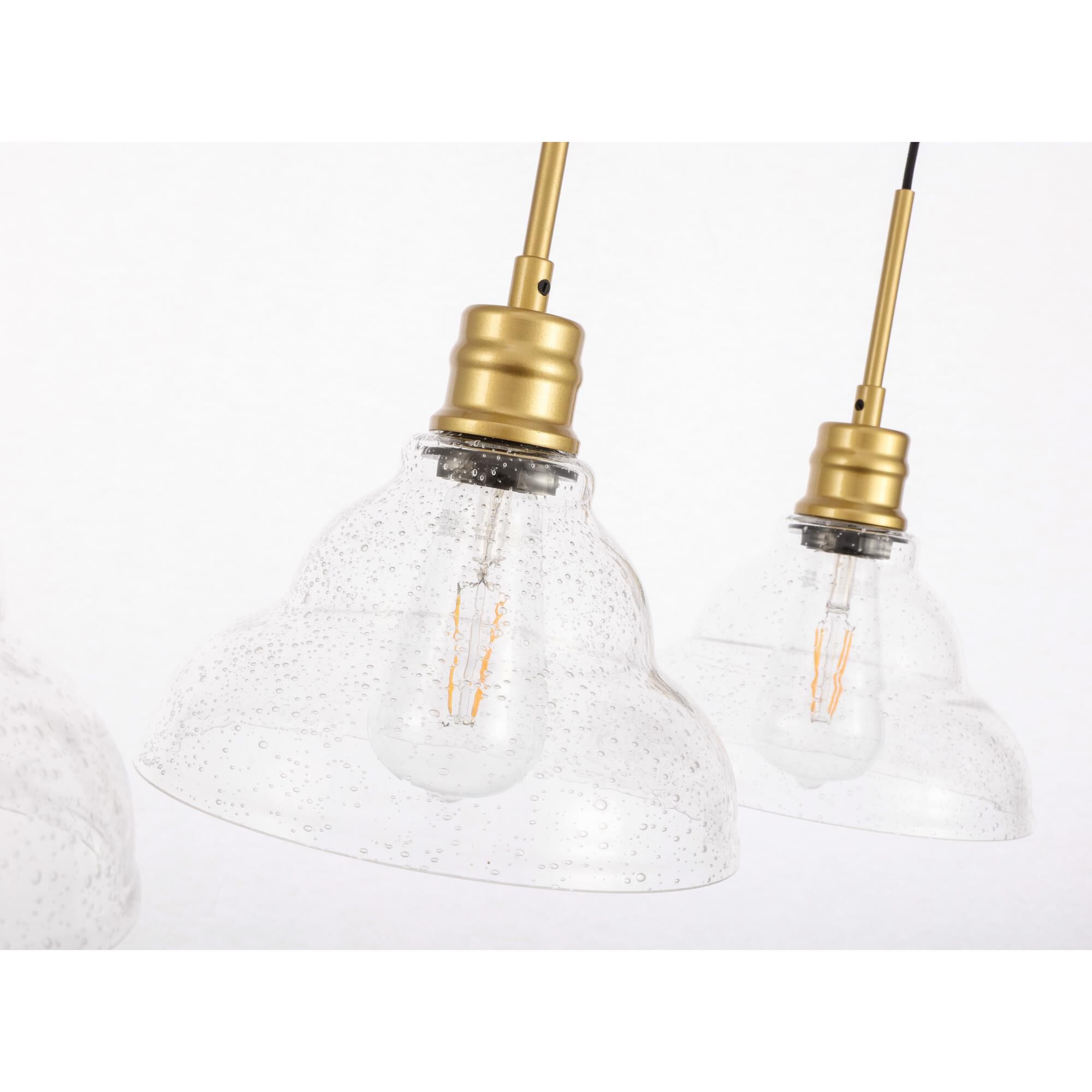 Shown in Brass finish and Clear Bubble  glass