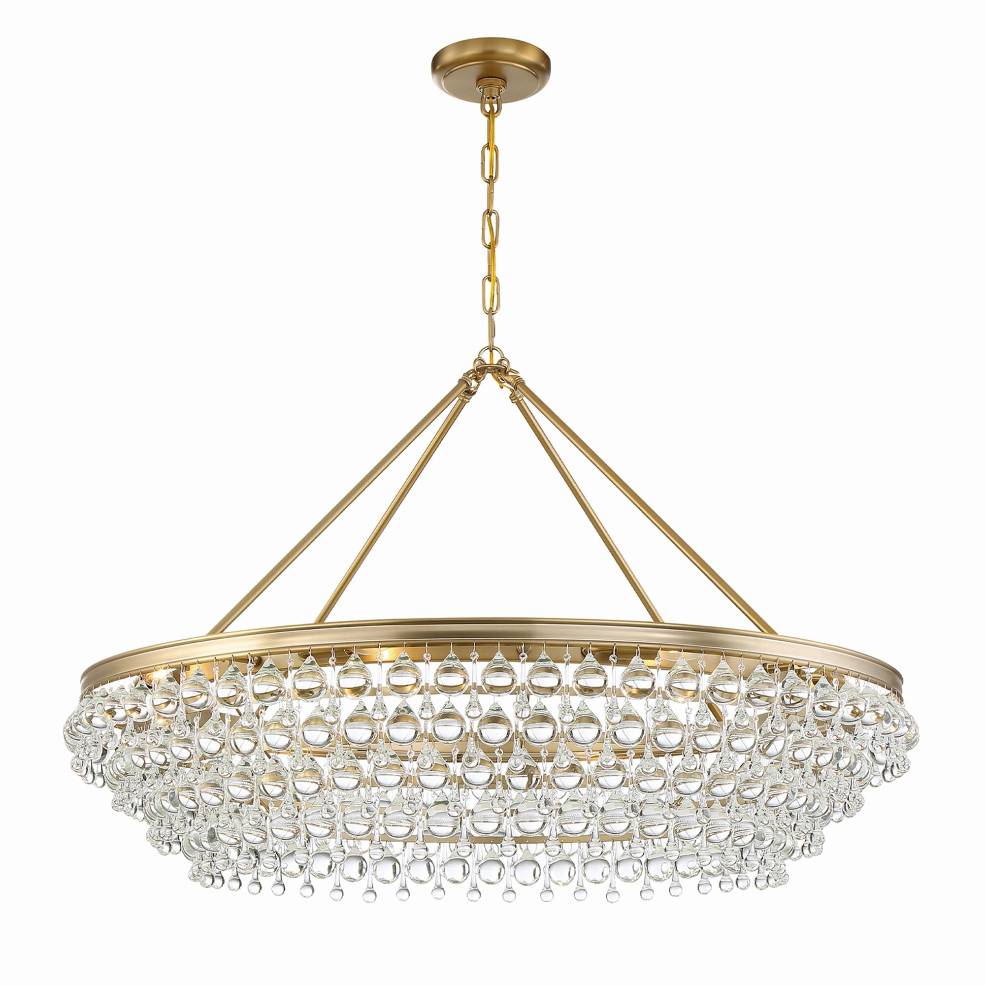 Shown in Vibrant Gold finish and Clear Glass Drops crystal