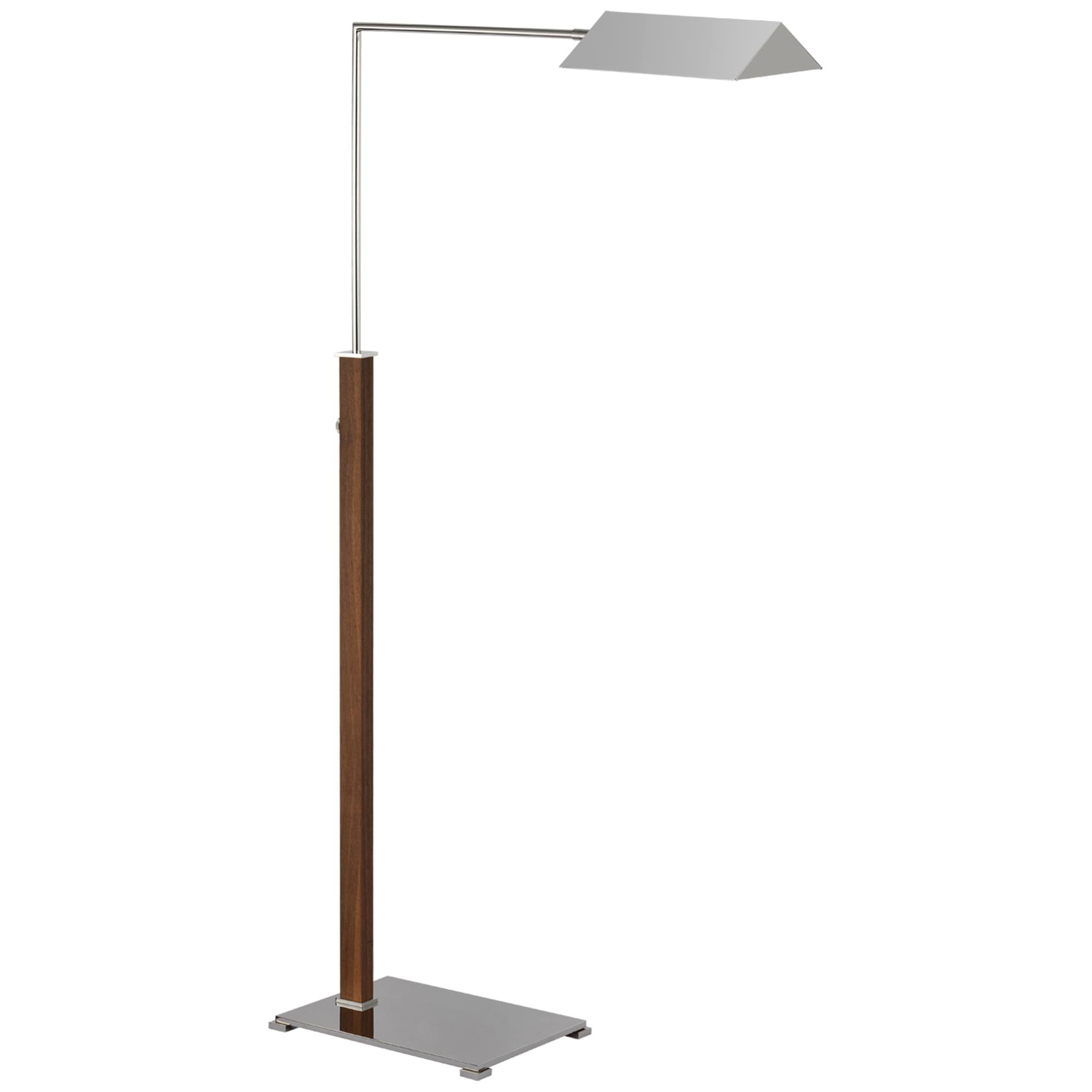 Shown in Polished Nickel and Walnut finish