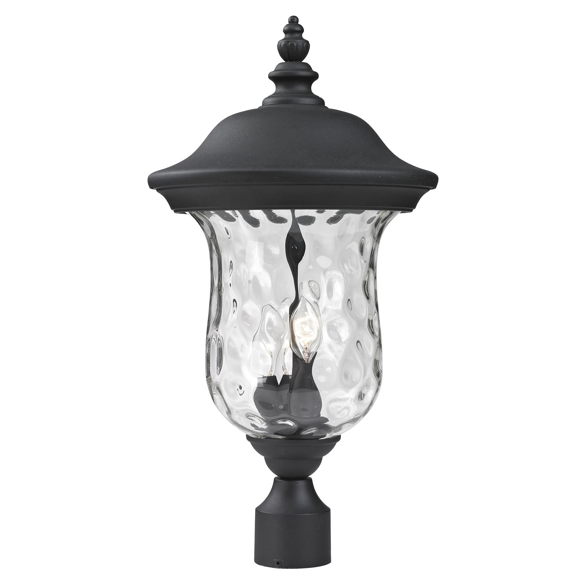 Shown in Black finish and Glass shade