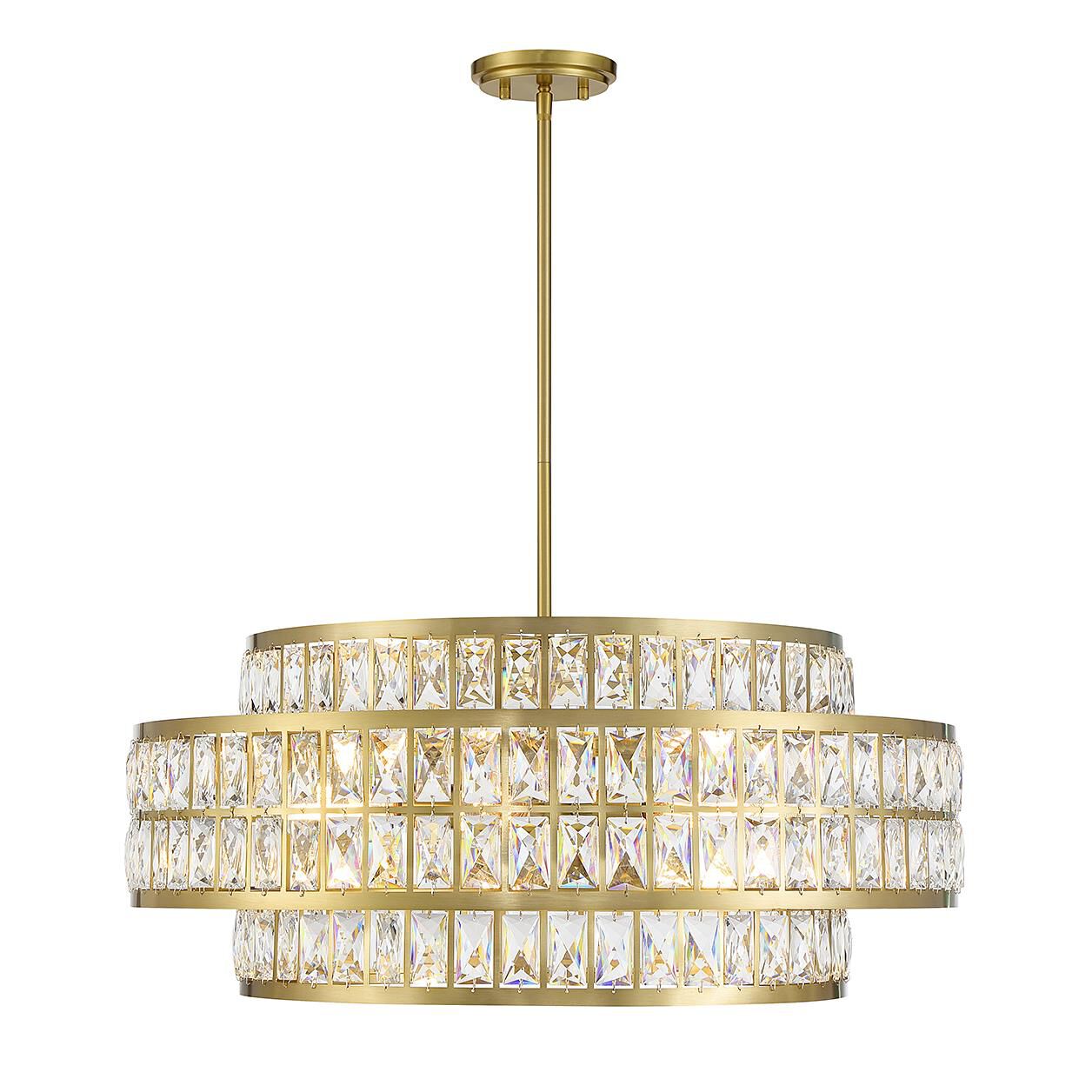 Shown in Warm Brass finish and Clear crystal and Crystal shade