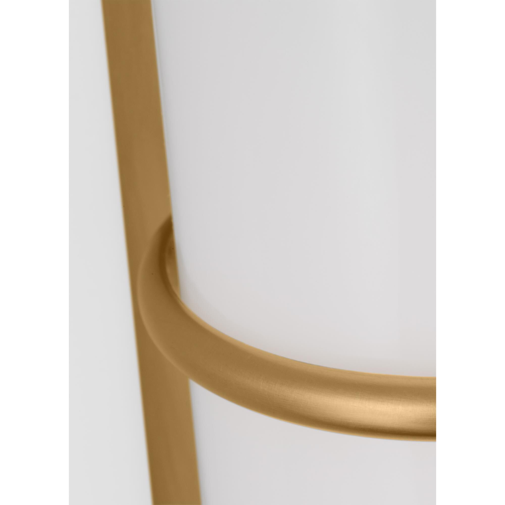 Shown in Burnished Brass finish and Milk glass