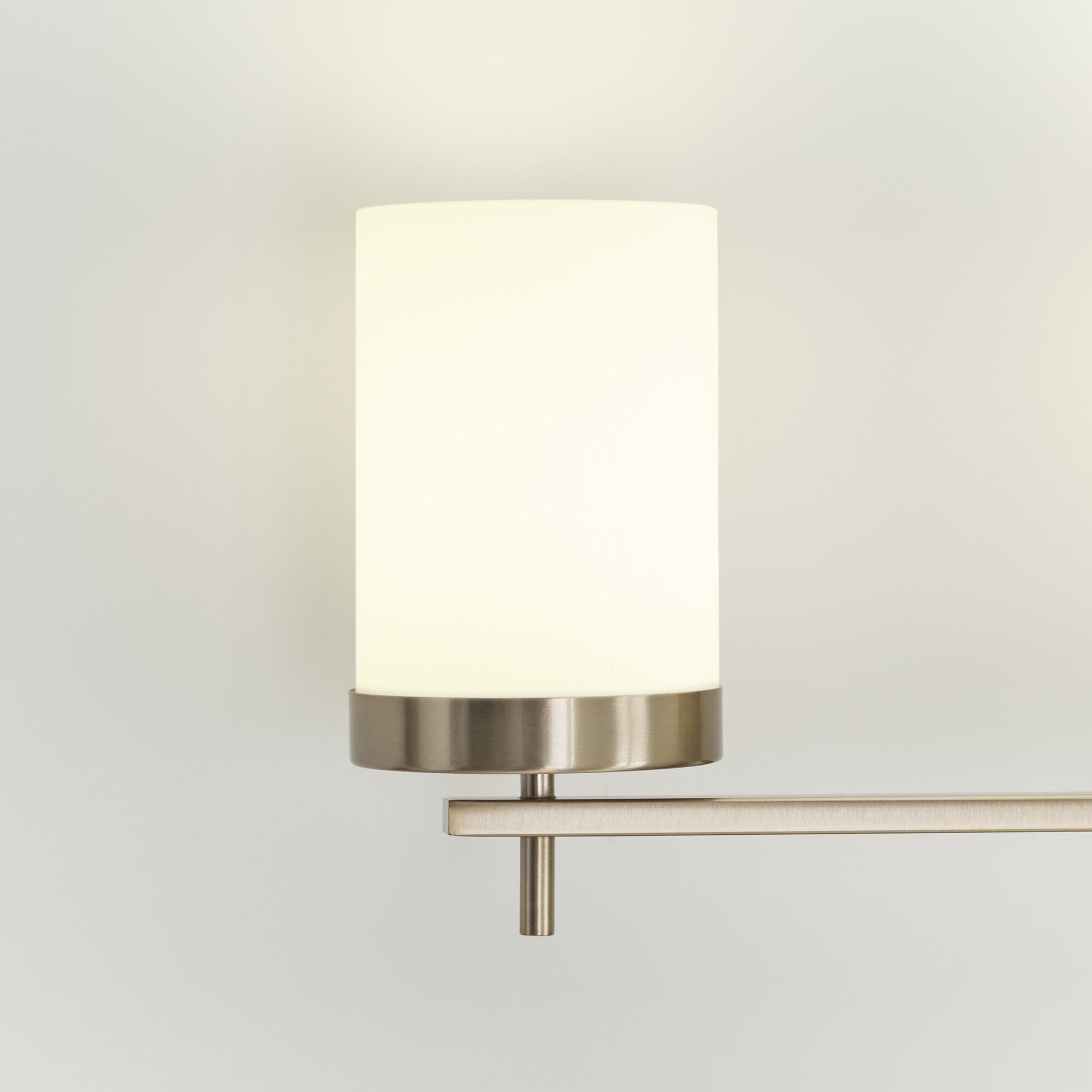 Shown in Satin Brass finish and White Etched glass