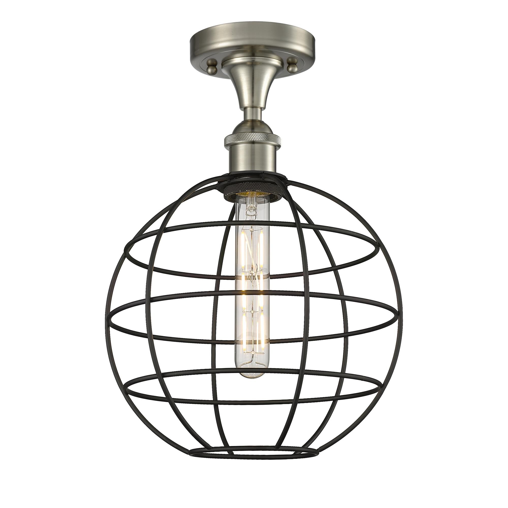 Shown in Satin Nickel finish and Matte Black shade