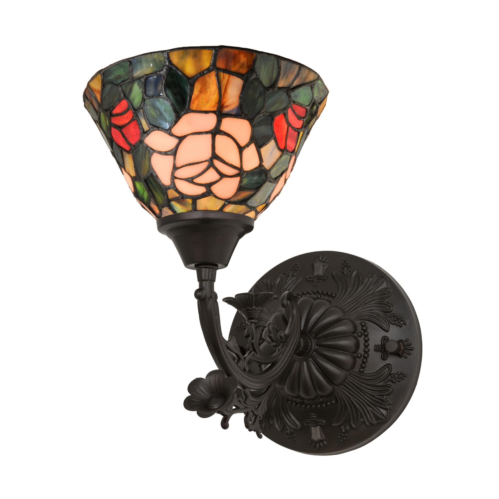 Shown in Mahogany Bronze finish and Petal Pink-Red-Plum-Garden Green glass