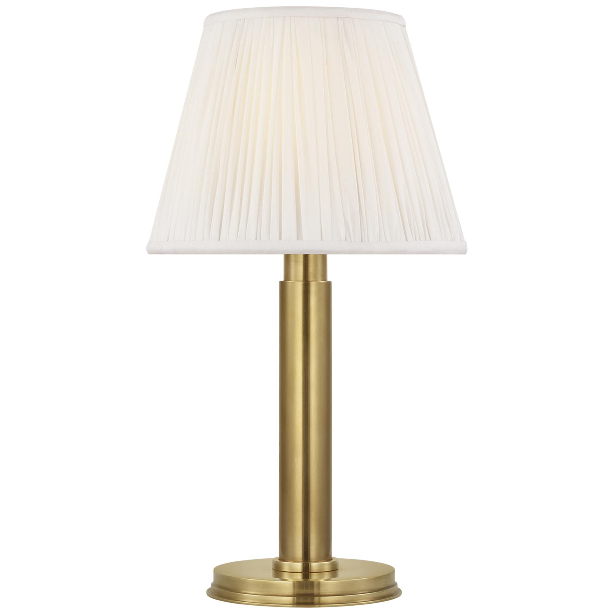 Shown in Antique-Burnished Brass finish and Silk Pleated shade