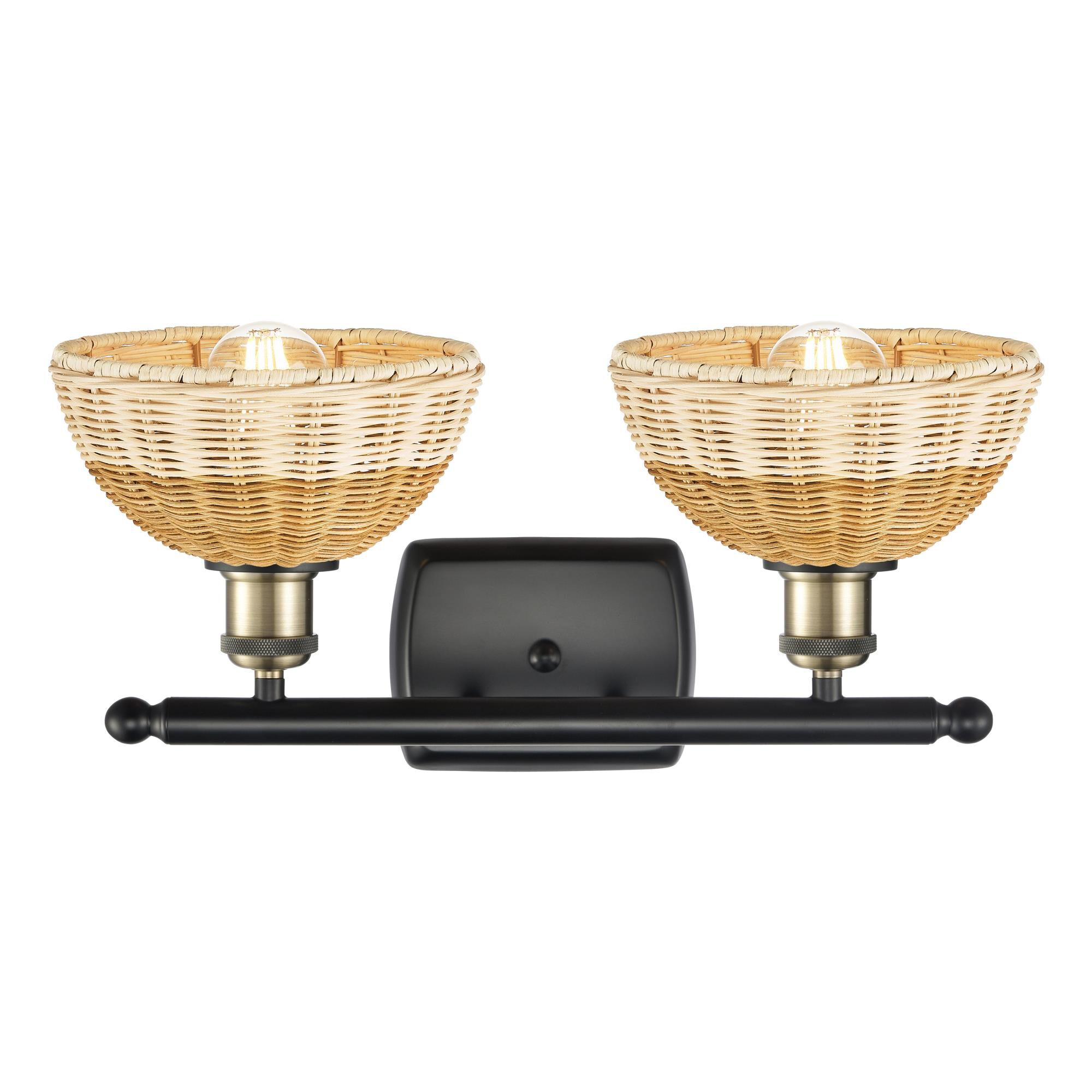 Shown in Black Antique Brass finish and Natural shade
