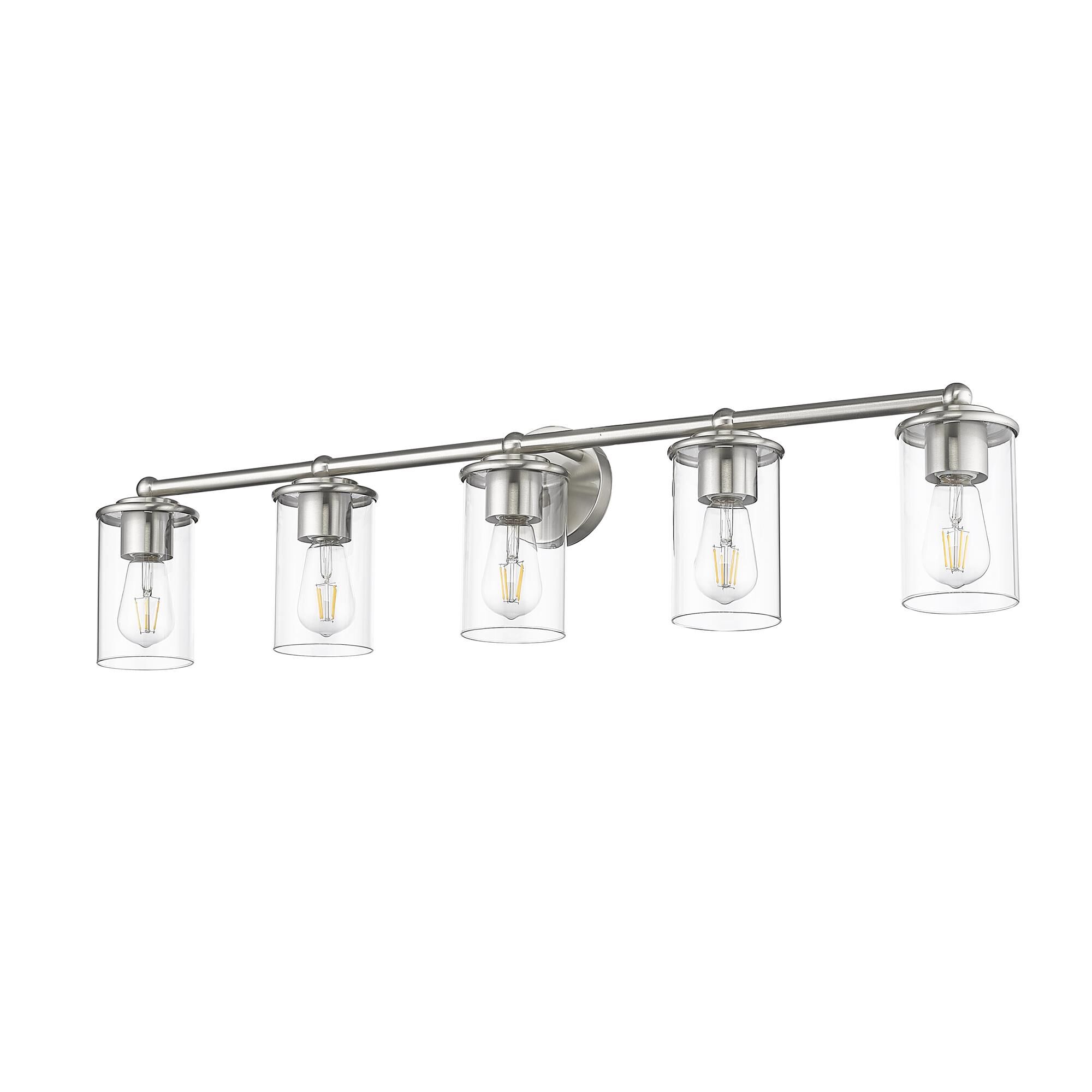 Shown in Brushed Nickel finish and Clear glass