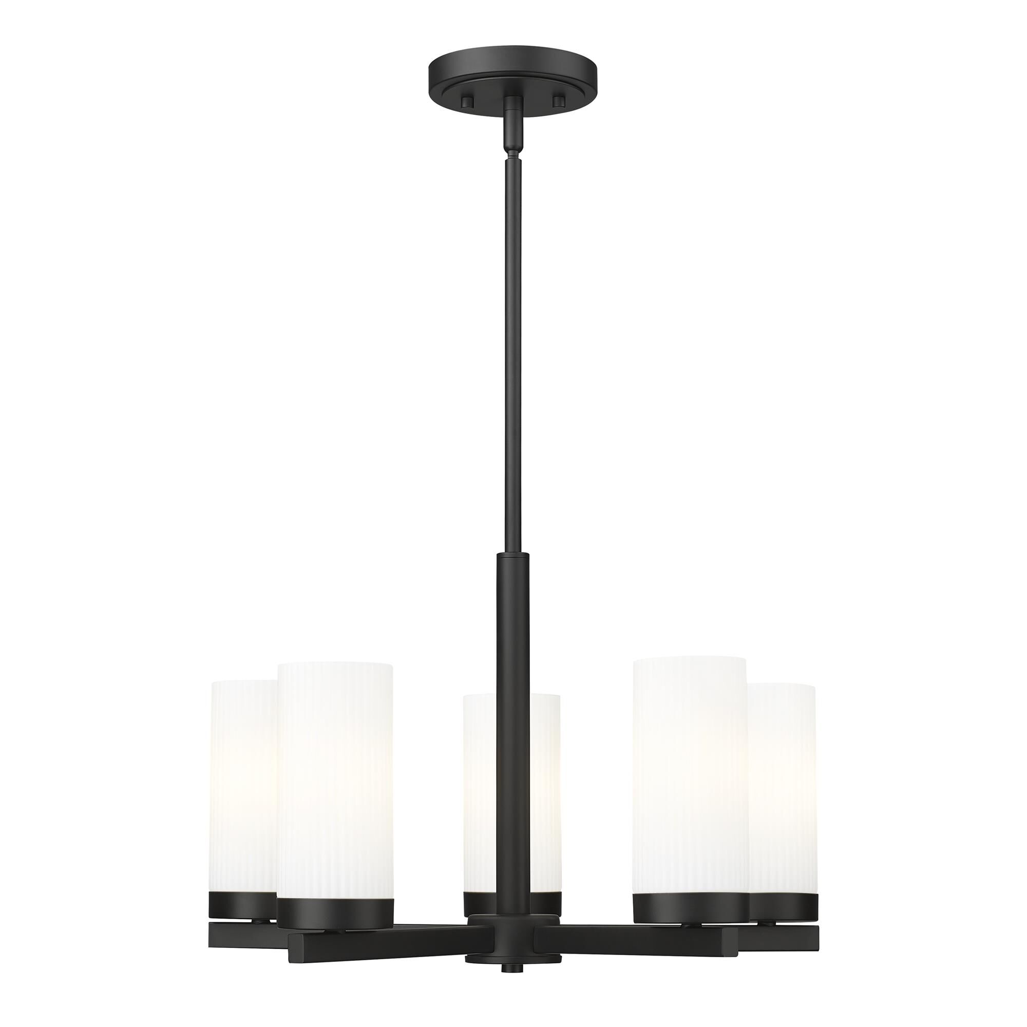 Shown in Matte Black finish and White glass and White shade
