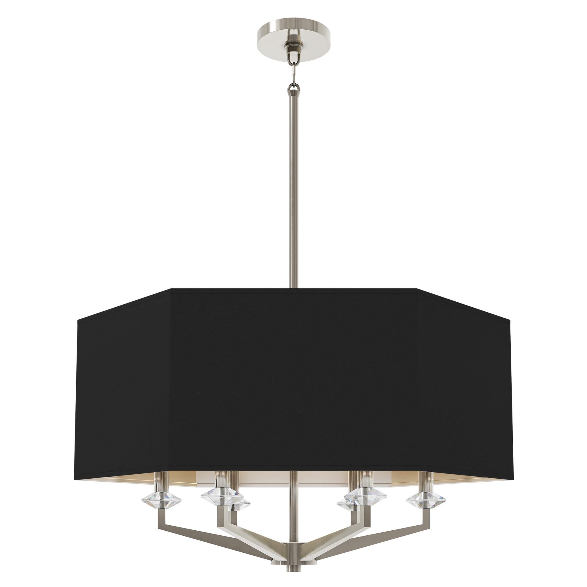 Shown in Polished Nickel finish and Satin Black with Matte Silver Lining shade