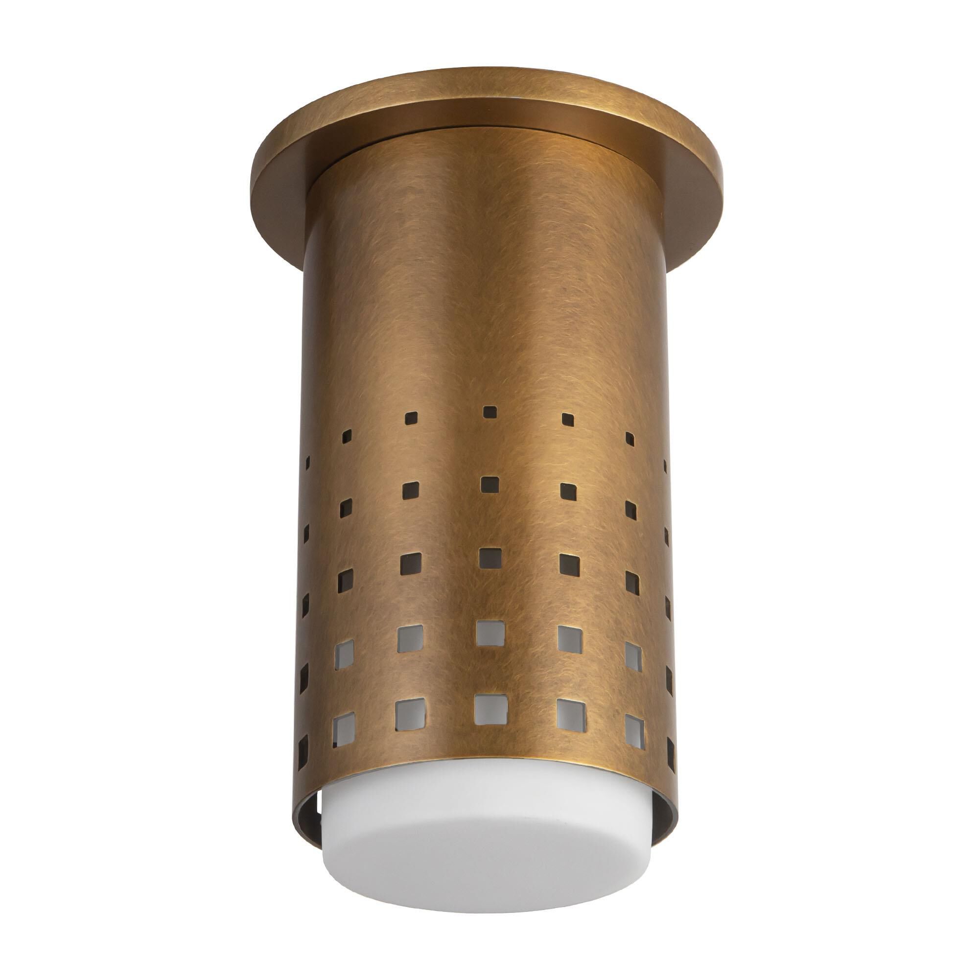 Shown in Vintage Brass finish and Clear Exterior Opal Interior glass