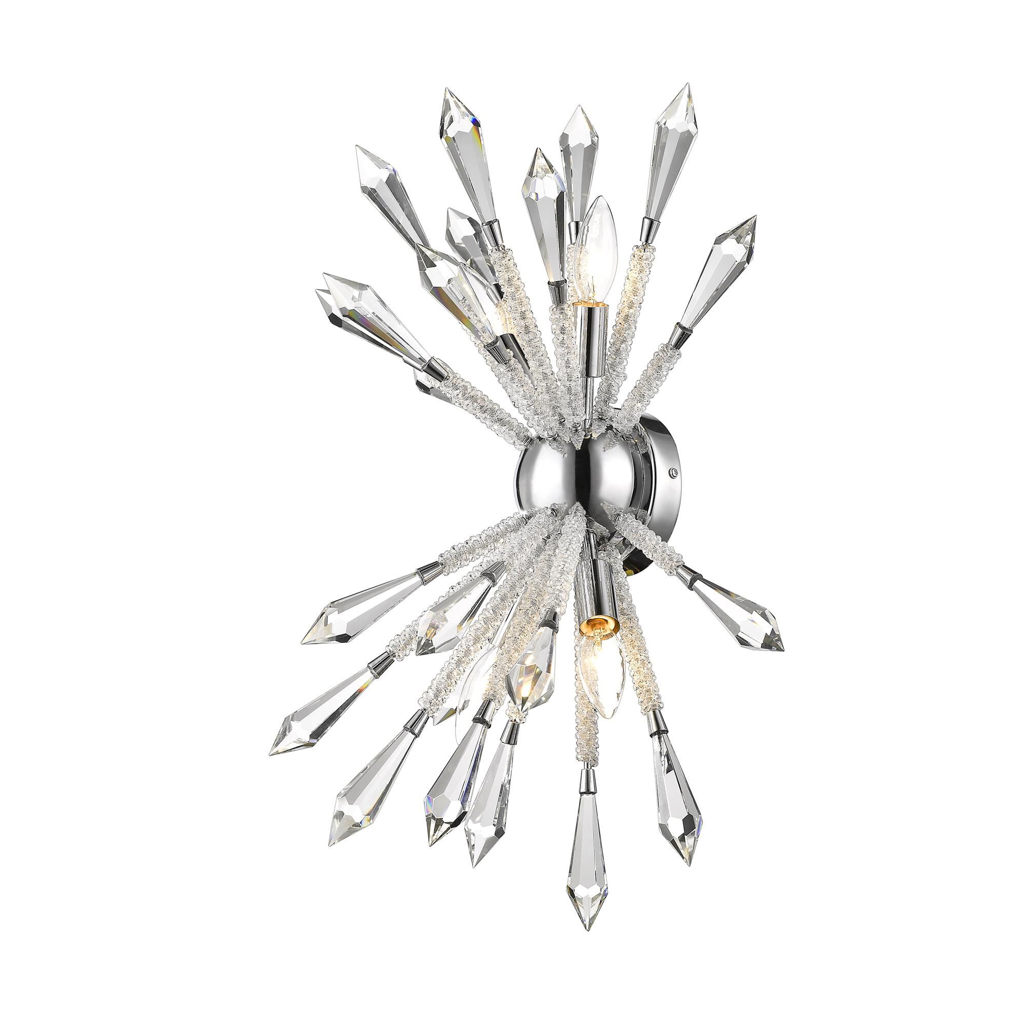 Shown in Chrome finish and Crystal glass and Crystal shade