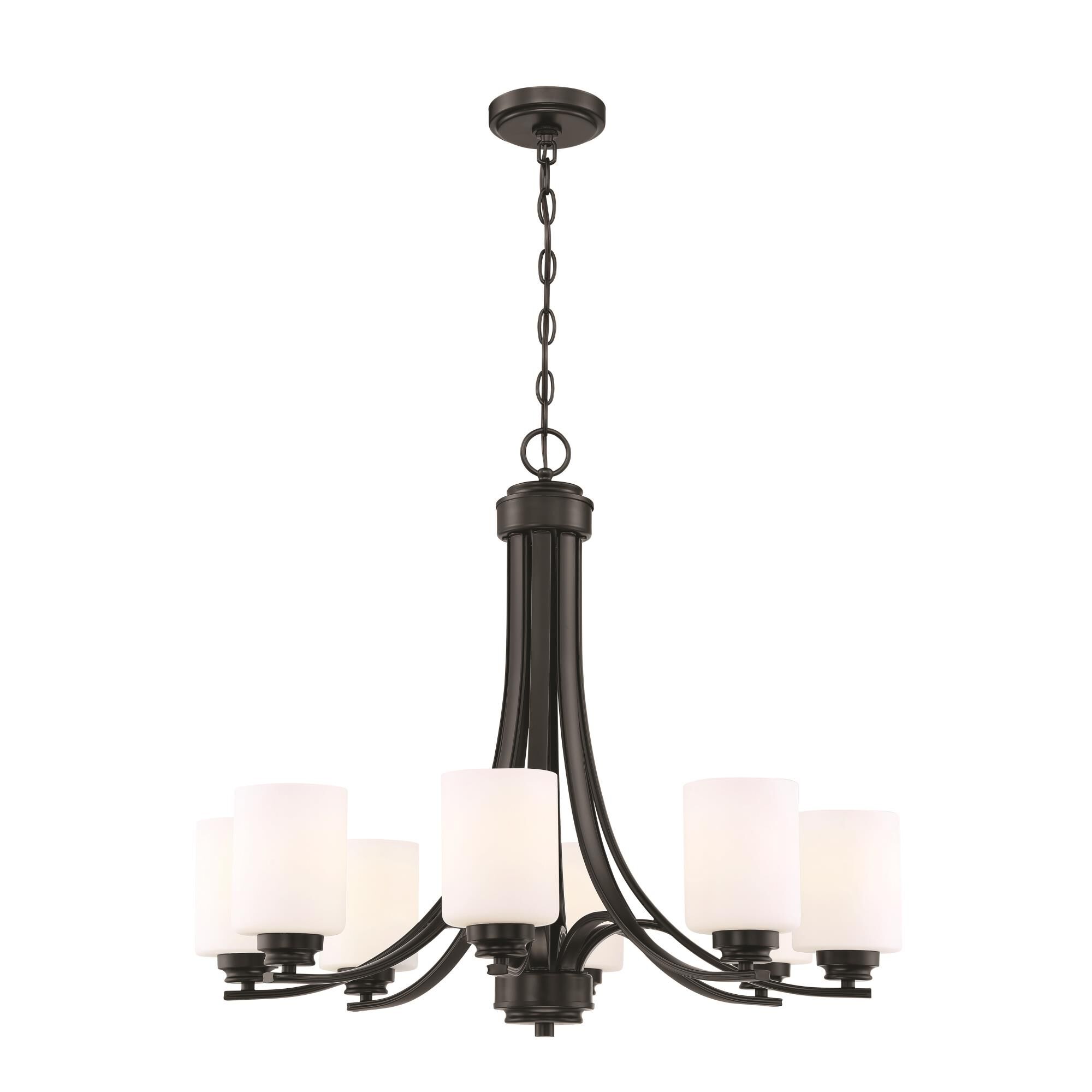 Shown in Flat Black finish and White Frosted glass and Glass shade