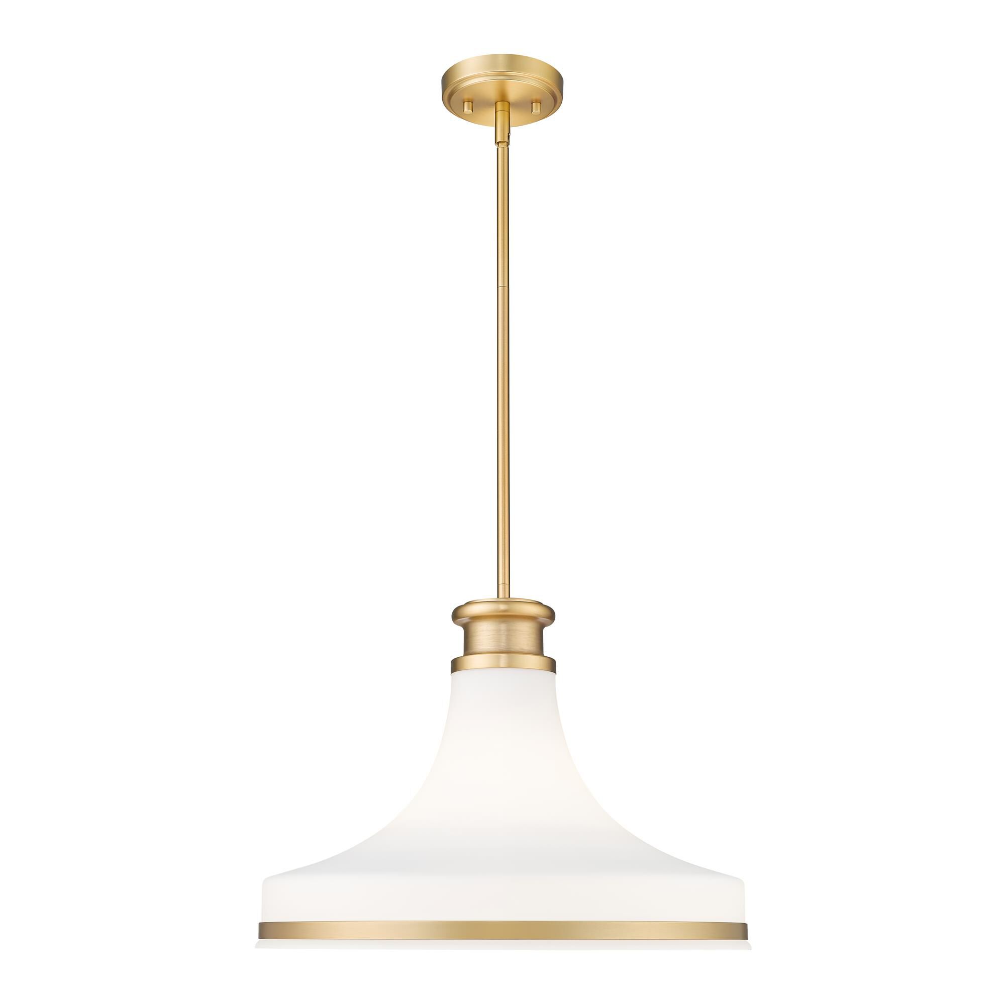 Shown in Modern Gold finish and Matte Opal glass
