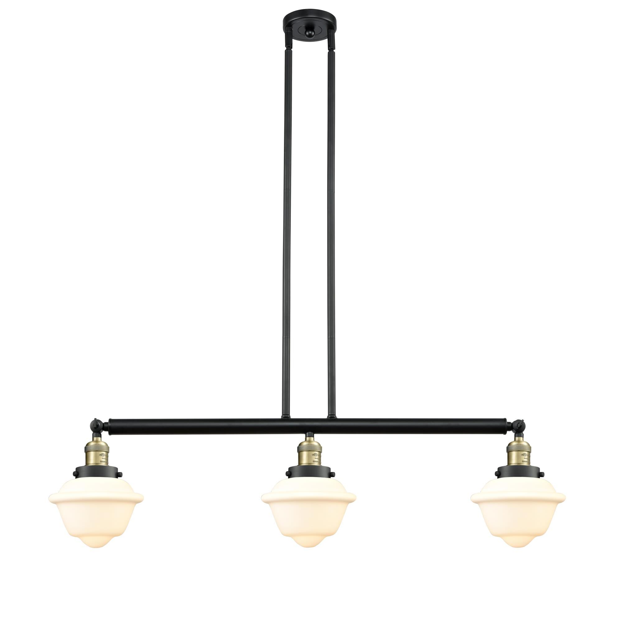 Shown in Black Antique Brass finish and Matte White Cased Small Oxford glass