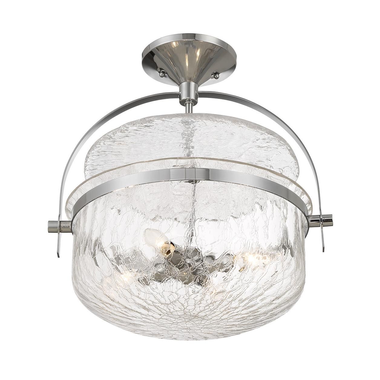 Shown in Polished Chrome finish and Crackled glass