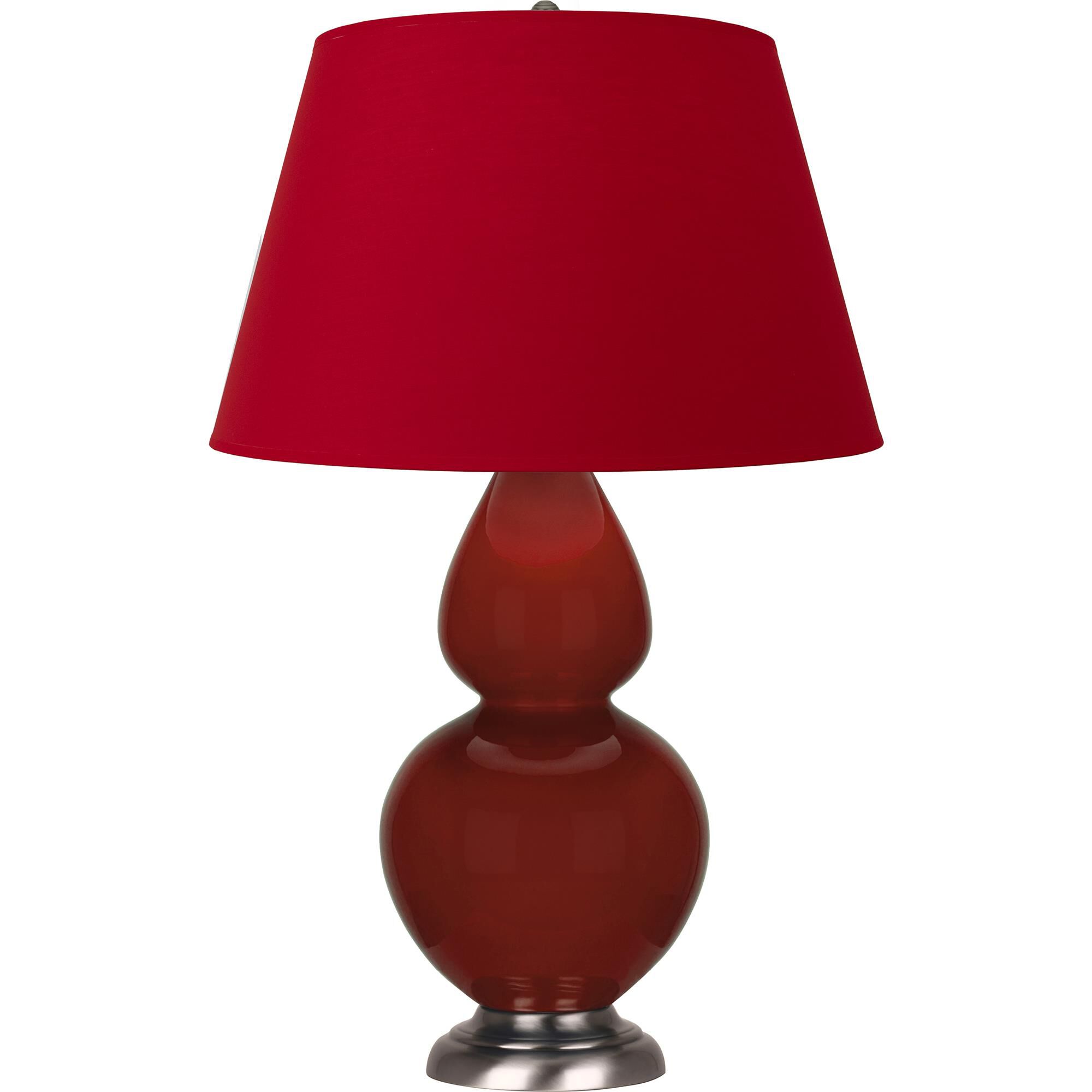 Shown in Oxblood Glazed finish and Rose Red with Ink Black Lining shade and Antique Silver accent