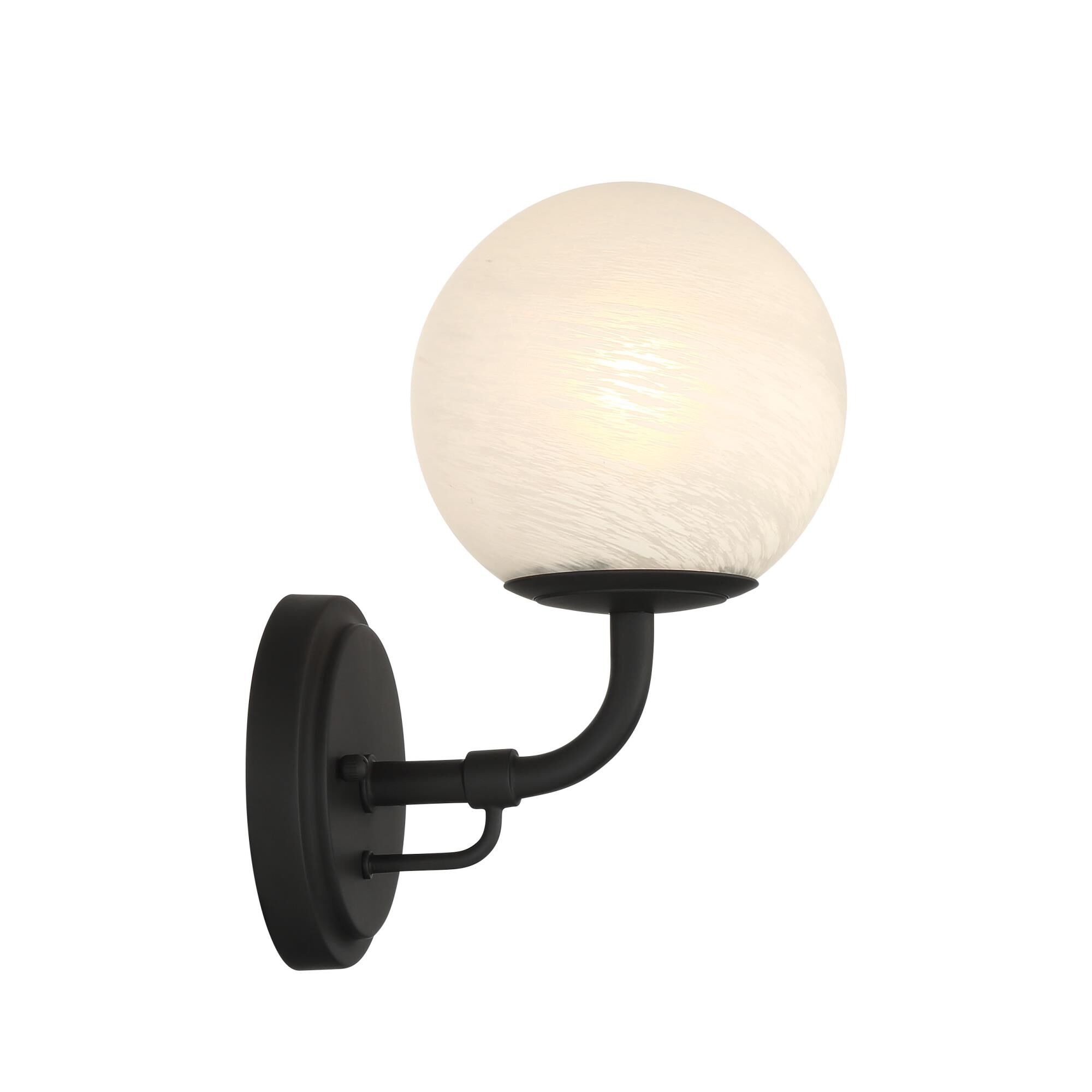 Shown in Dark Matte Black finish and White glass and Etched Alabaster Glass shade