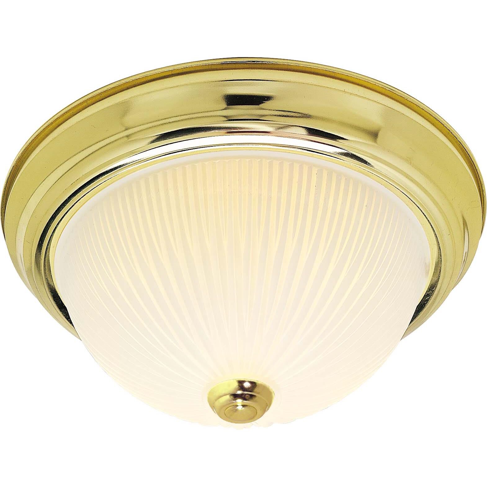 Shown in Polished Brass finish and Frosted Ribbed glass