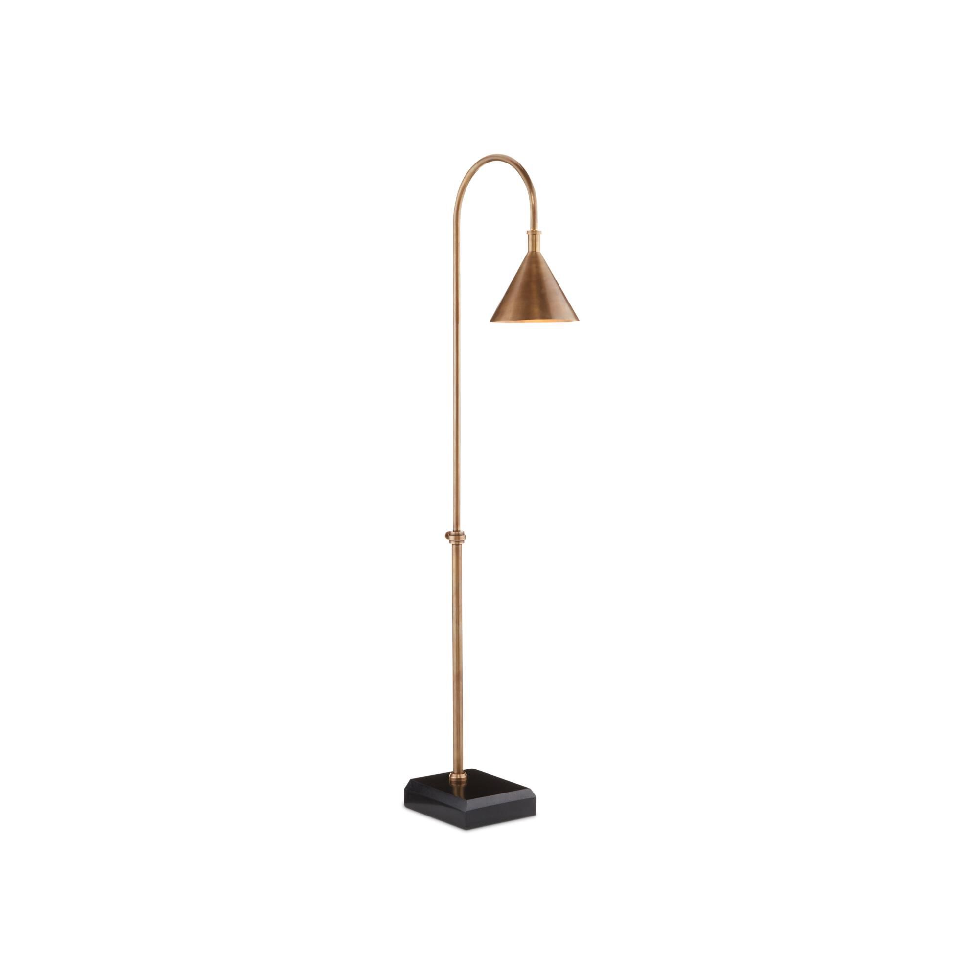 Shown in Vintage Brass-Black finish and Vintage Brass shade