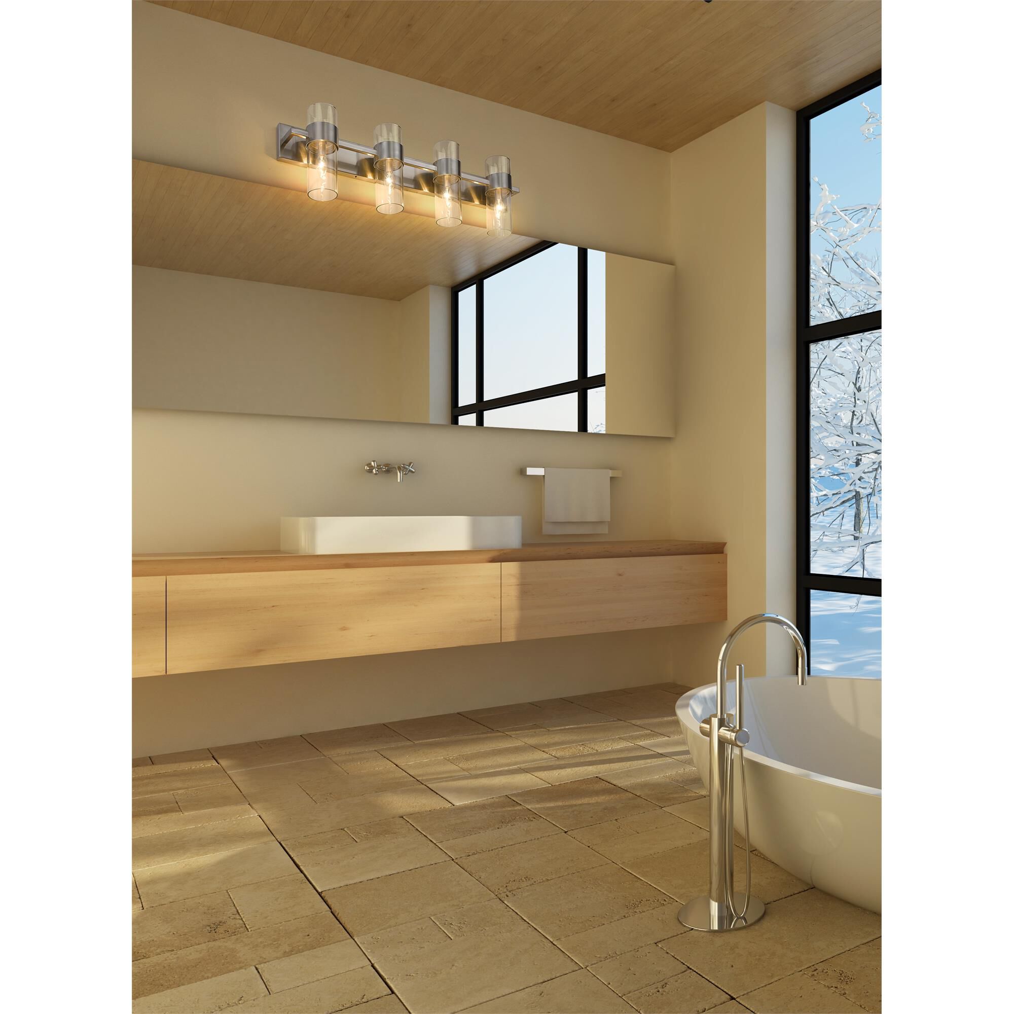 Shown in Brushed Nickel finish and Clear glass and Clear shade