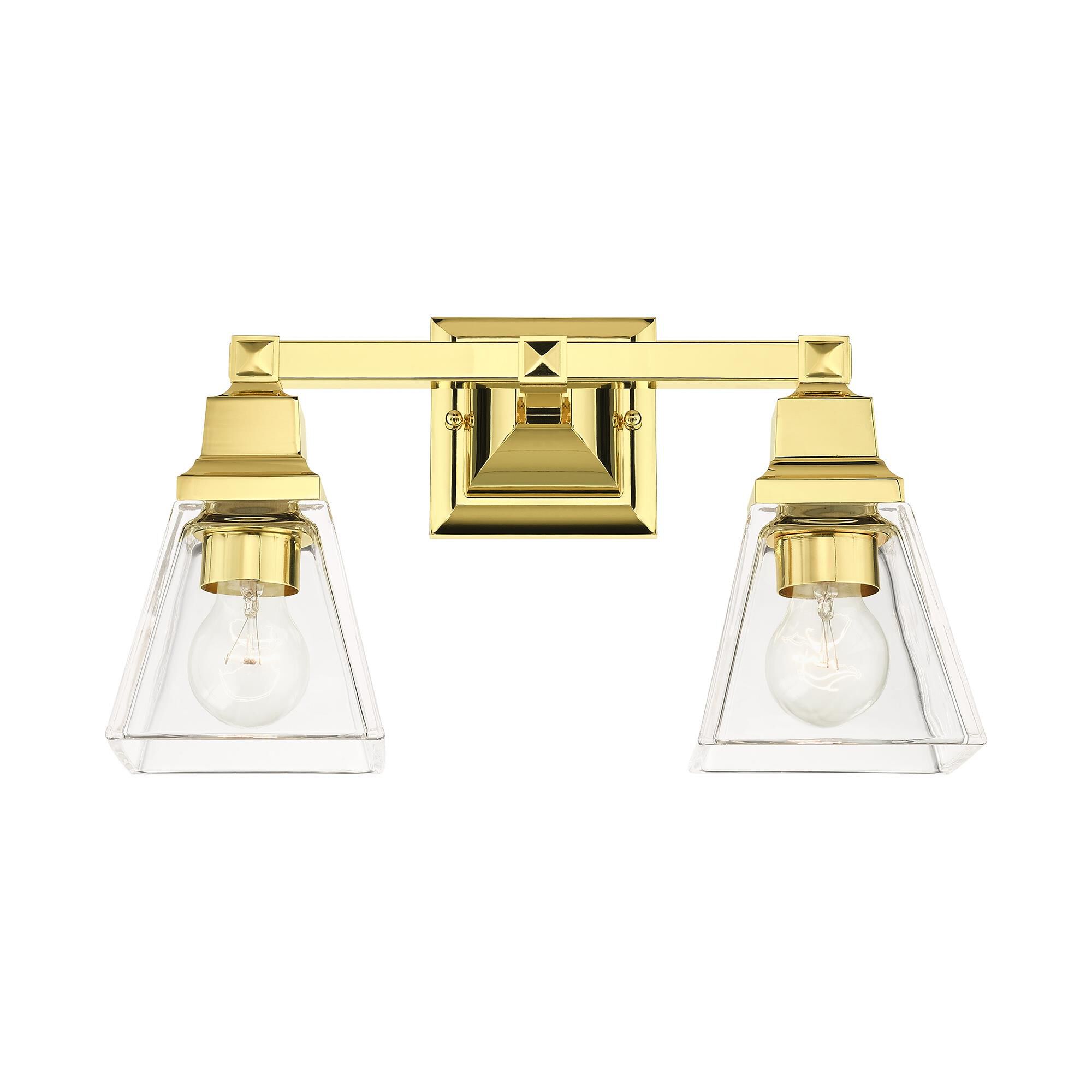 Shown in Polished Brass finish and Clear glass and Clear Glass shade