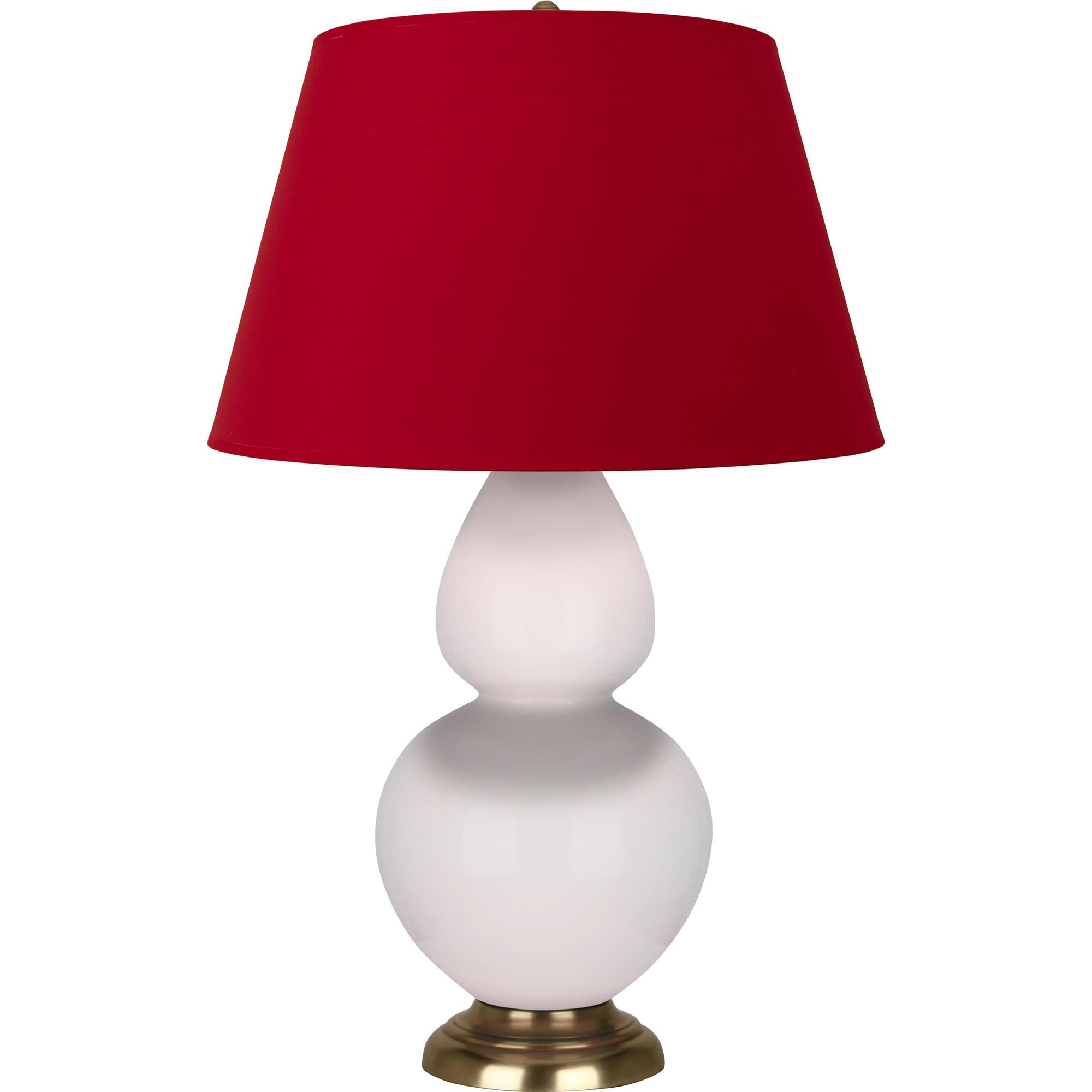 Shown in Rose Water Glazed finish and Rose Red with Ink Black Lining shade and Antique Brass accent