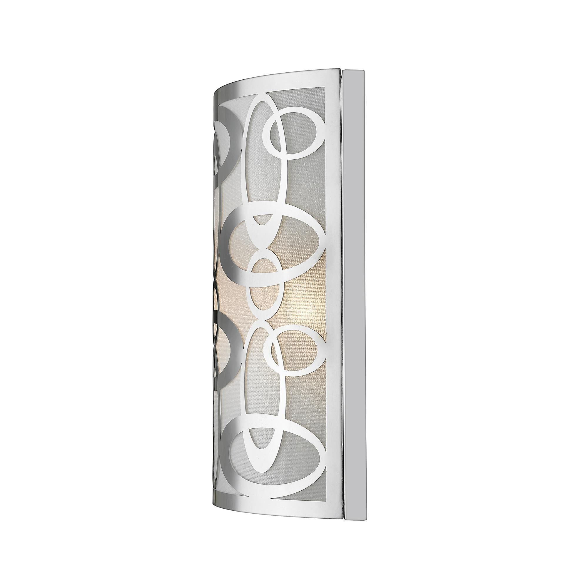 Shown in Chrome finish and Fabric glass and Fabric shade