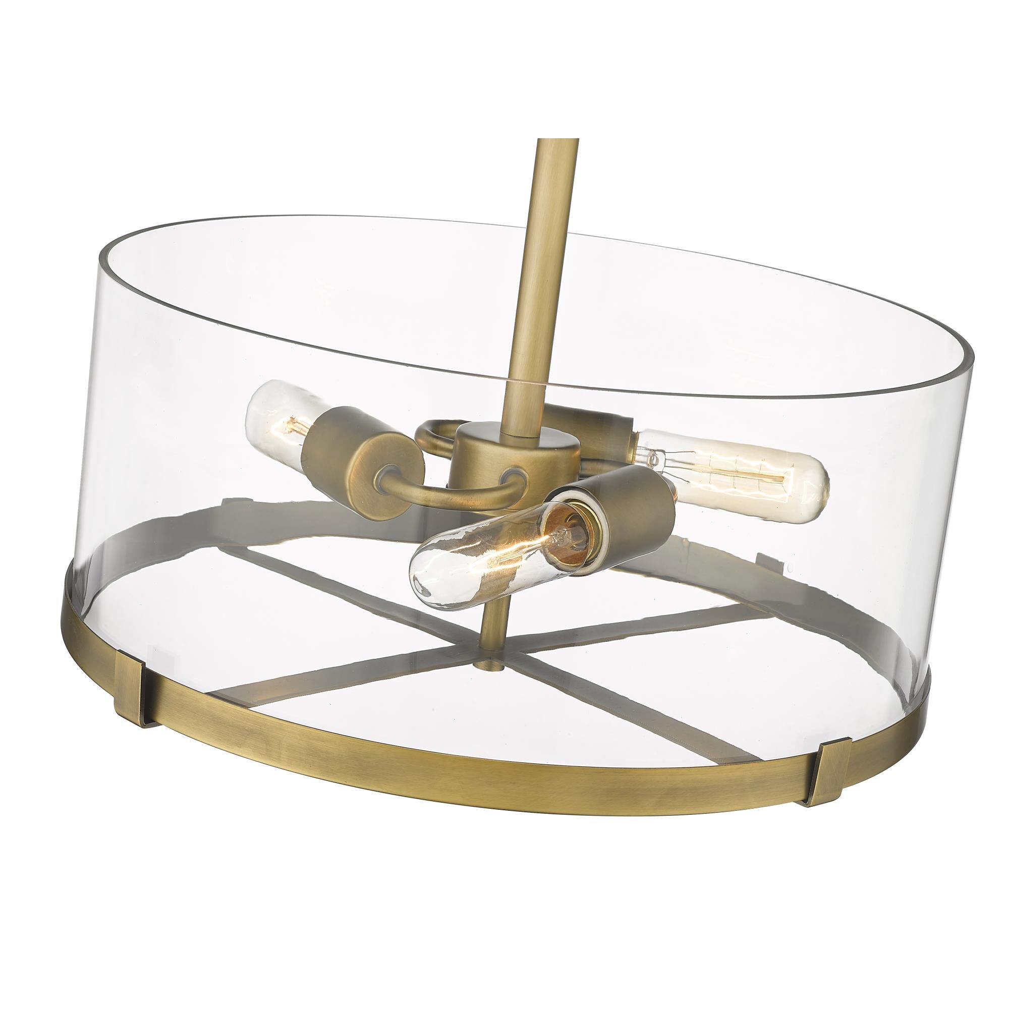 Shown in Rubbed Brass finish and Glass shade