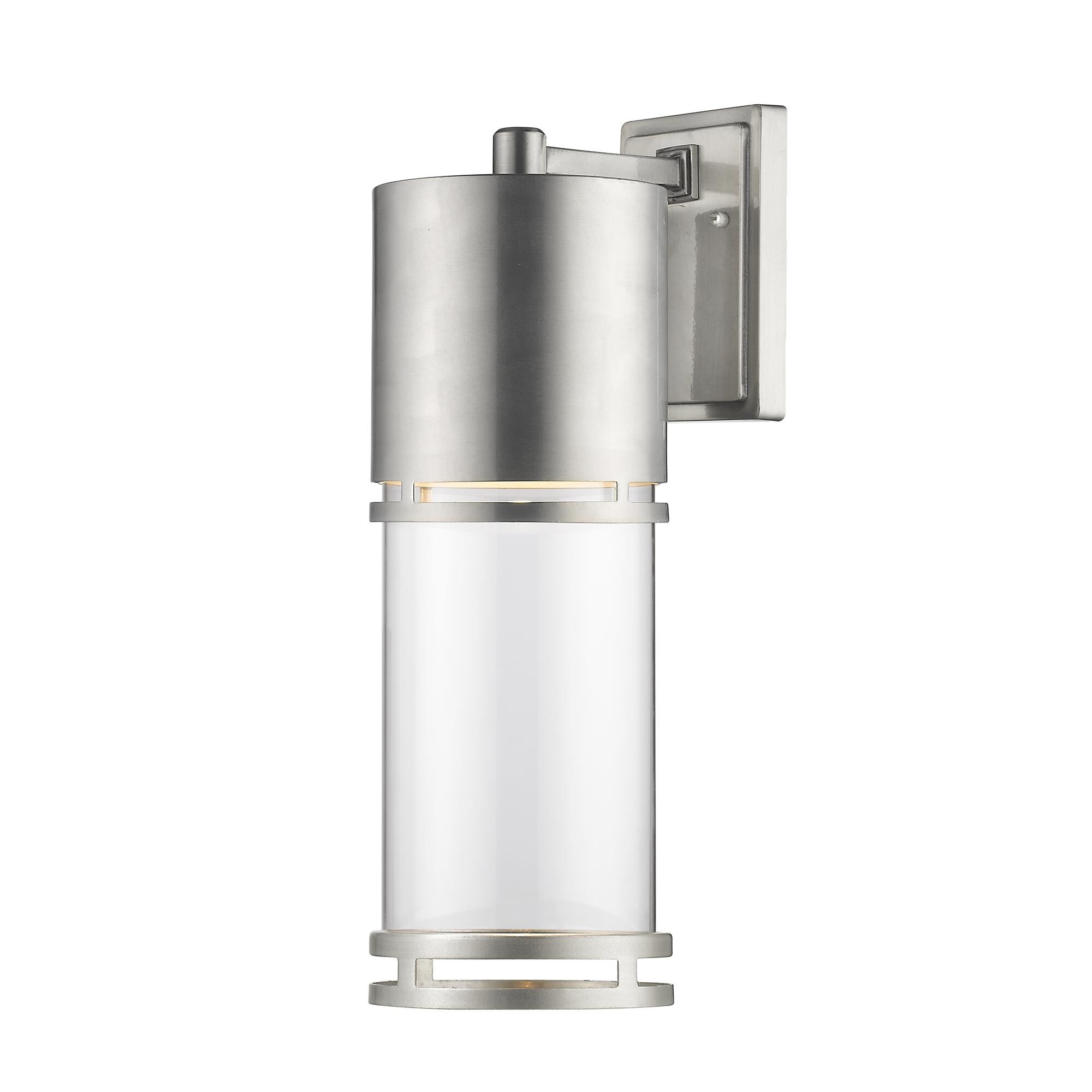 Shown in Brushed Aluminum finish and Glass shade
