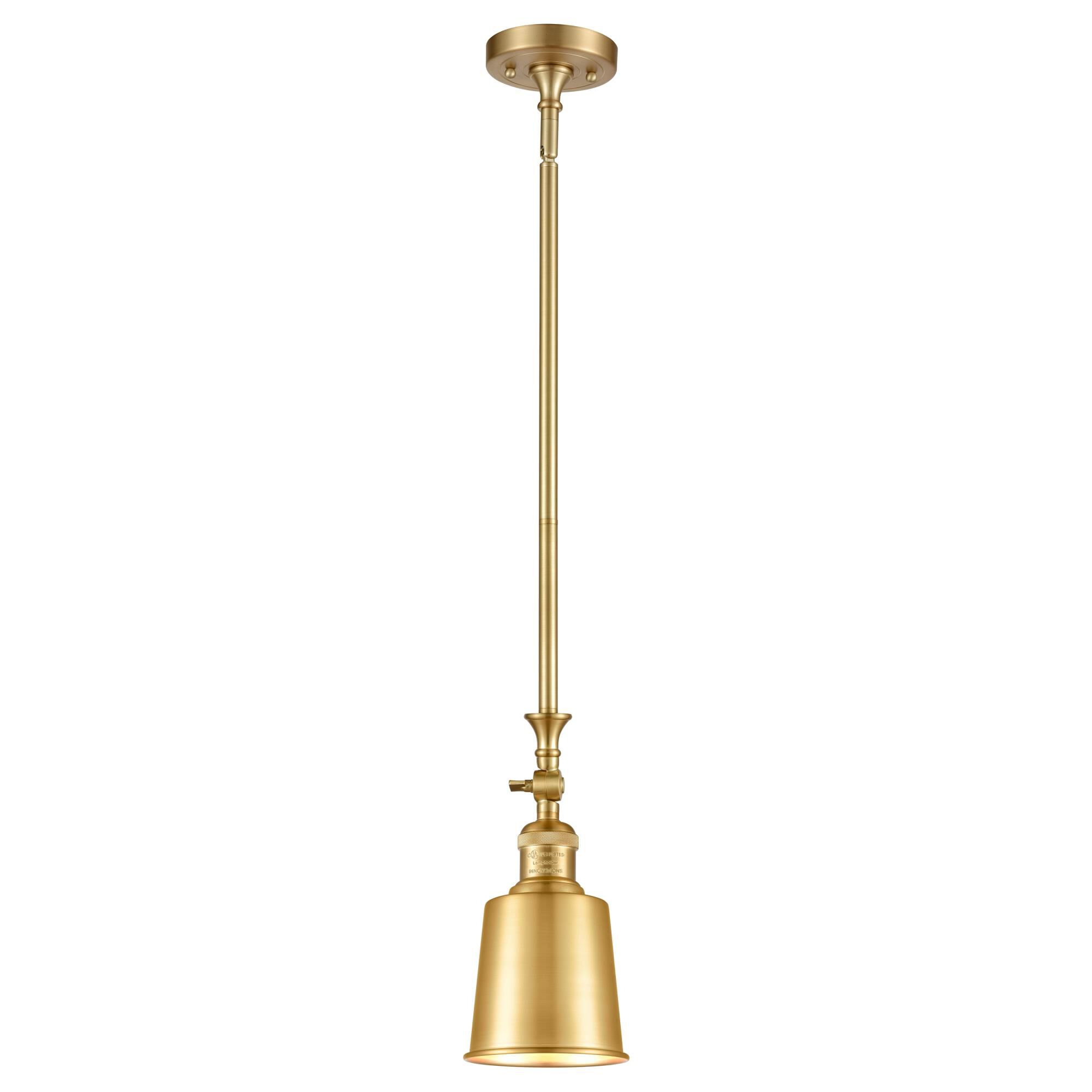 Shown in Satin Gold finish and Satin Gold Addison shade