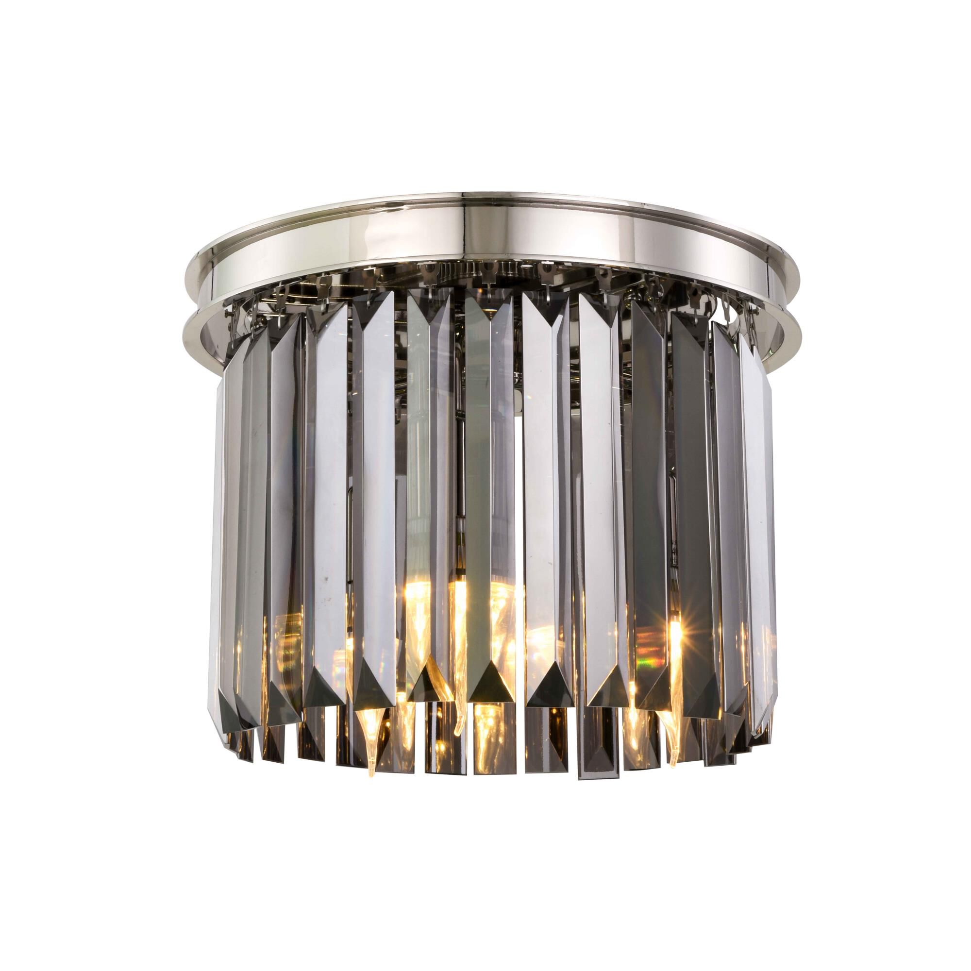 Shown in Polished Nickel finish and Royal Cut crystal and Silver Shade (Grey) accent